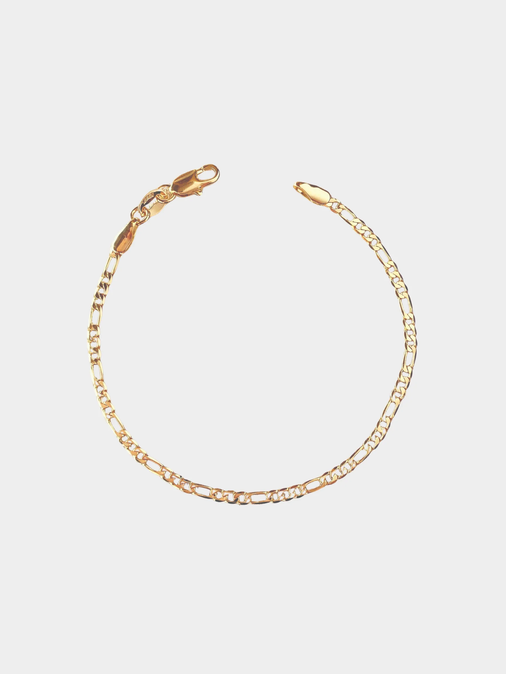 18k Gold Filled Flat Figaro Chain Bracelet