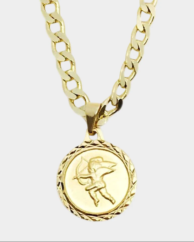 Curb Chain Cupid Necklace in 18k Gold Fill - Image 2