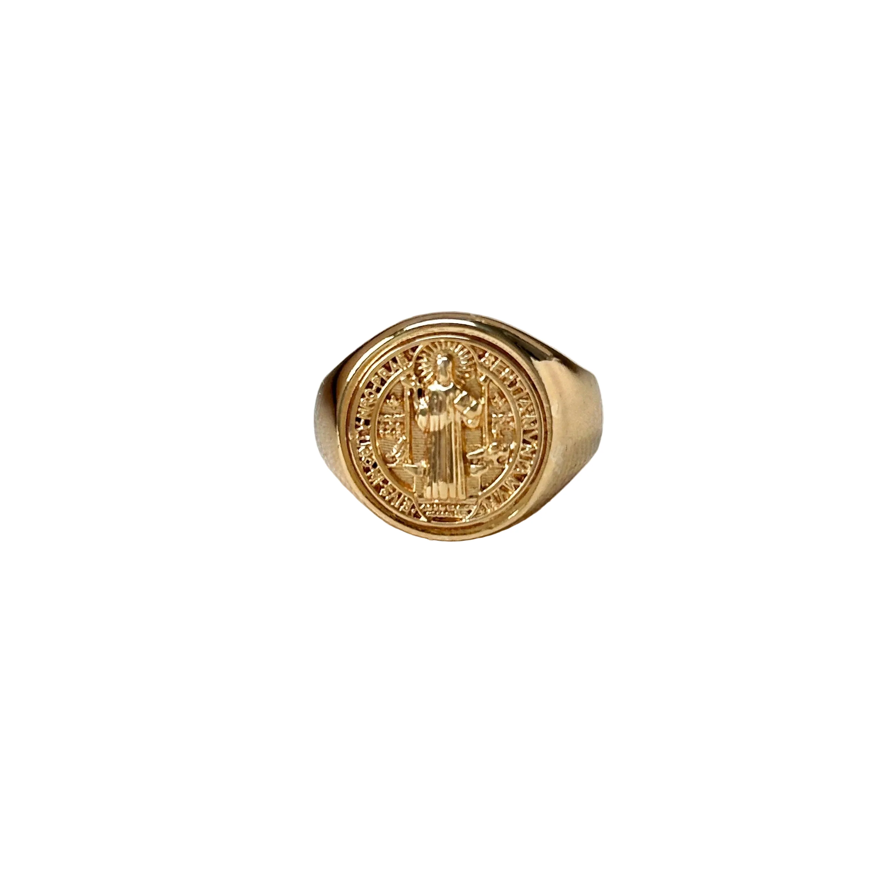 18k Gold Filled Saint Benedict Signet Ring
