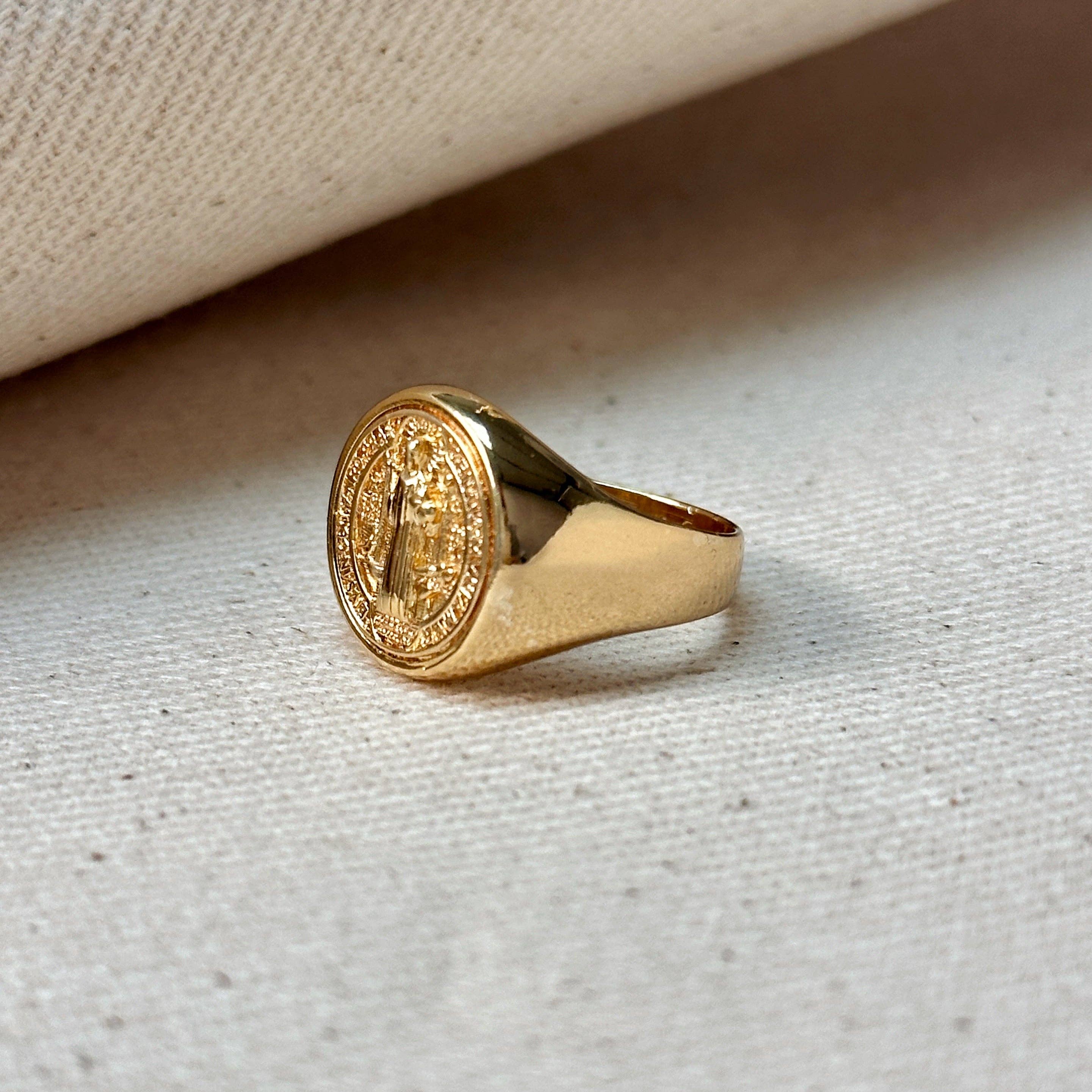 18k Gold Filled Saint Benedict Signet Ring - Image 2