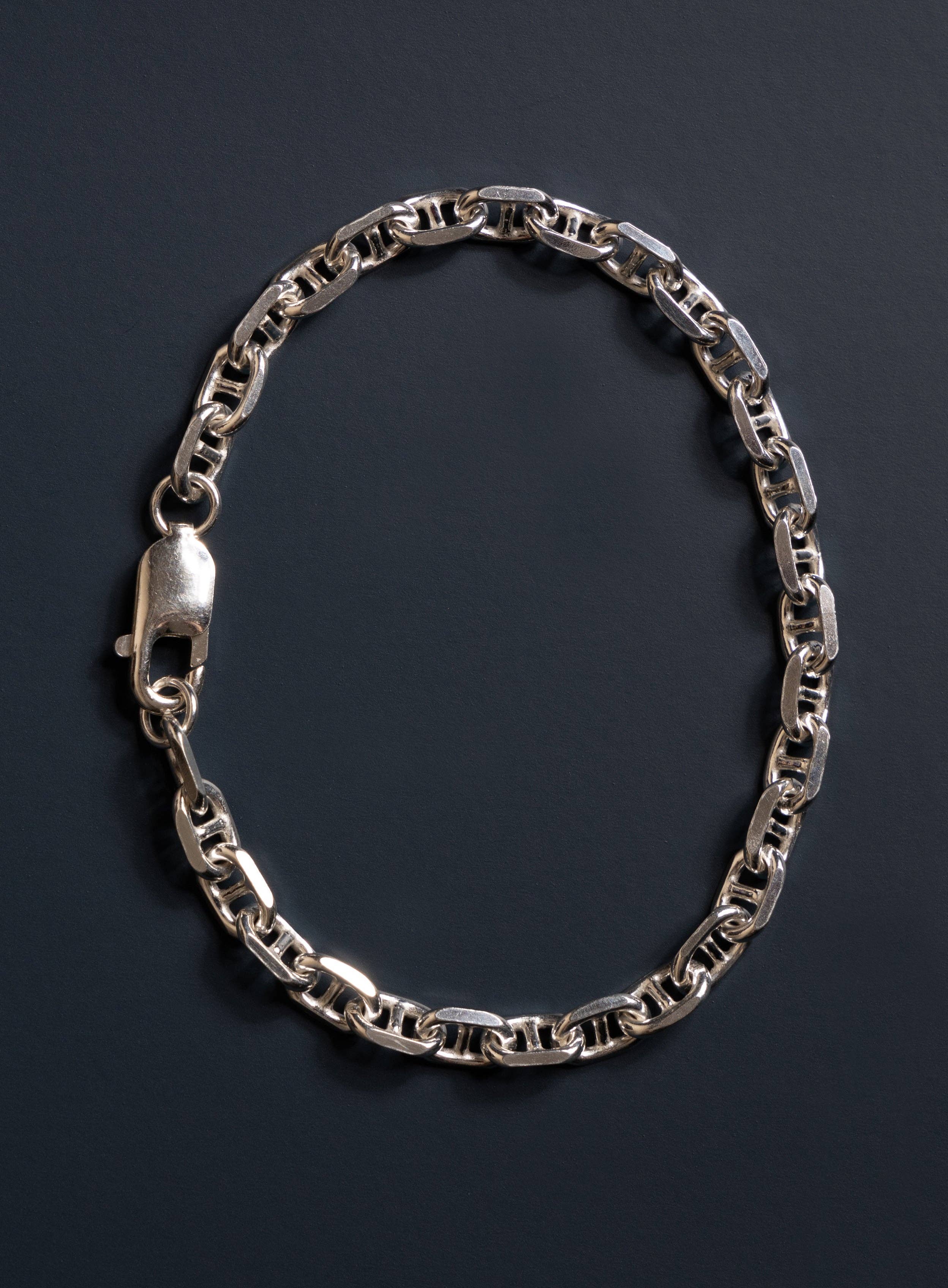 925 Sterling Silver Double Anchor Chain Men's Bracelet - Image 3