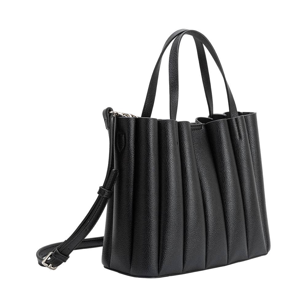 Adela Black Recycled Vegan Leather Tote Bag - Image 2
