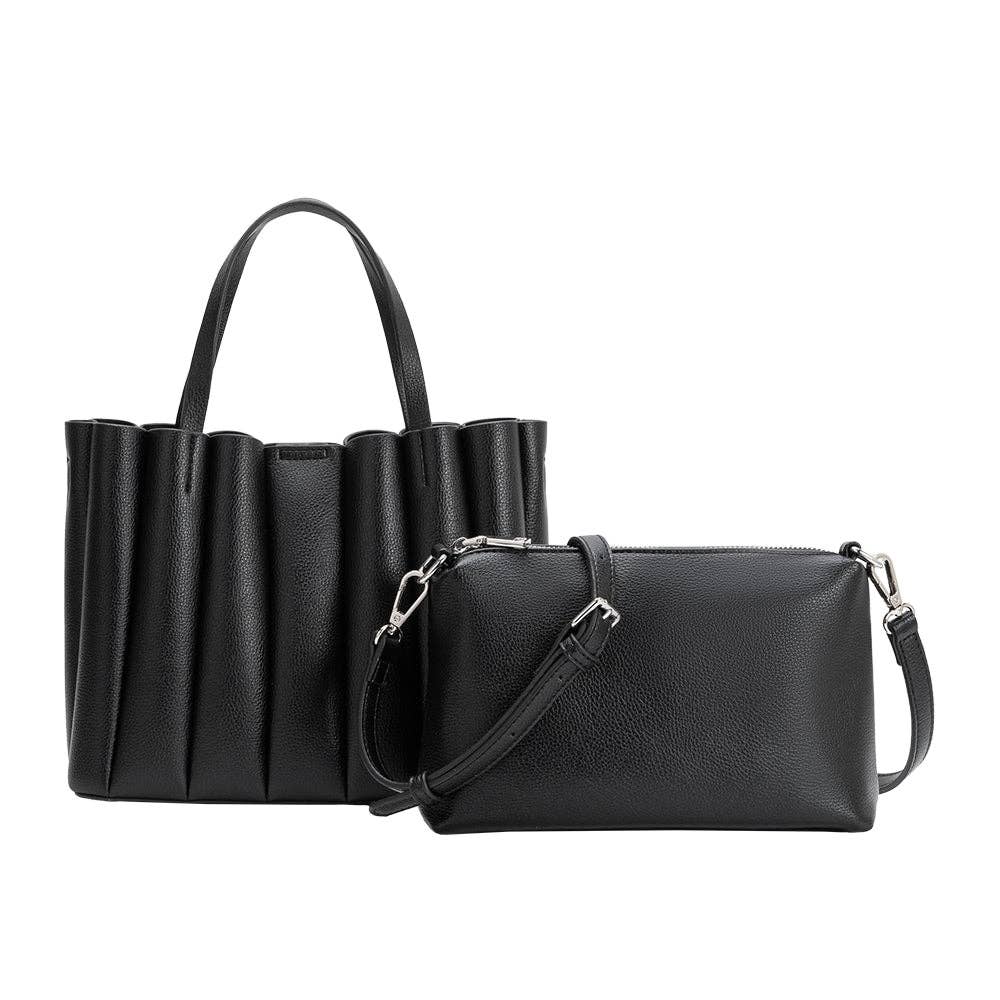 Adela Black Recycled Vegan Leather Tote Bag - Image 3
