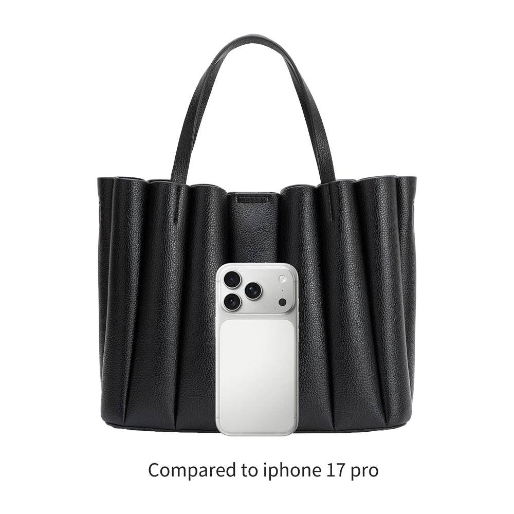 Adela Black Recycled Vegan Leather Tote Bag - Image 7