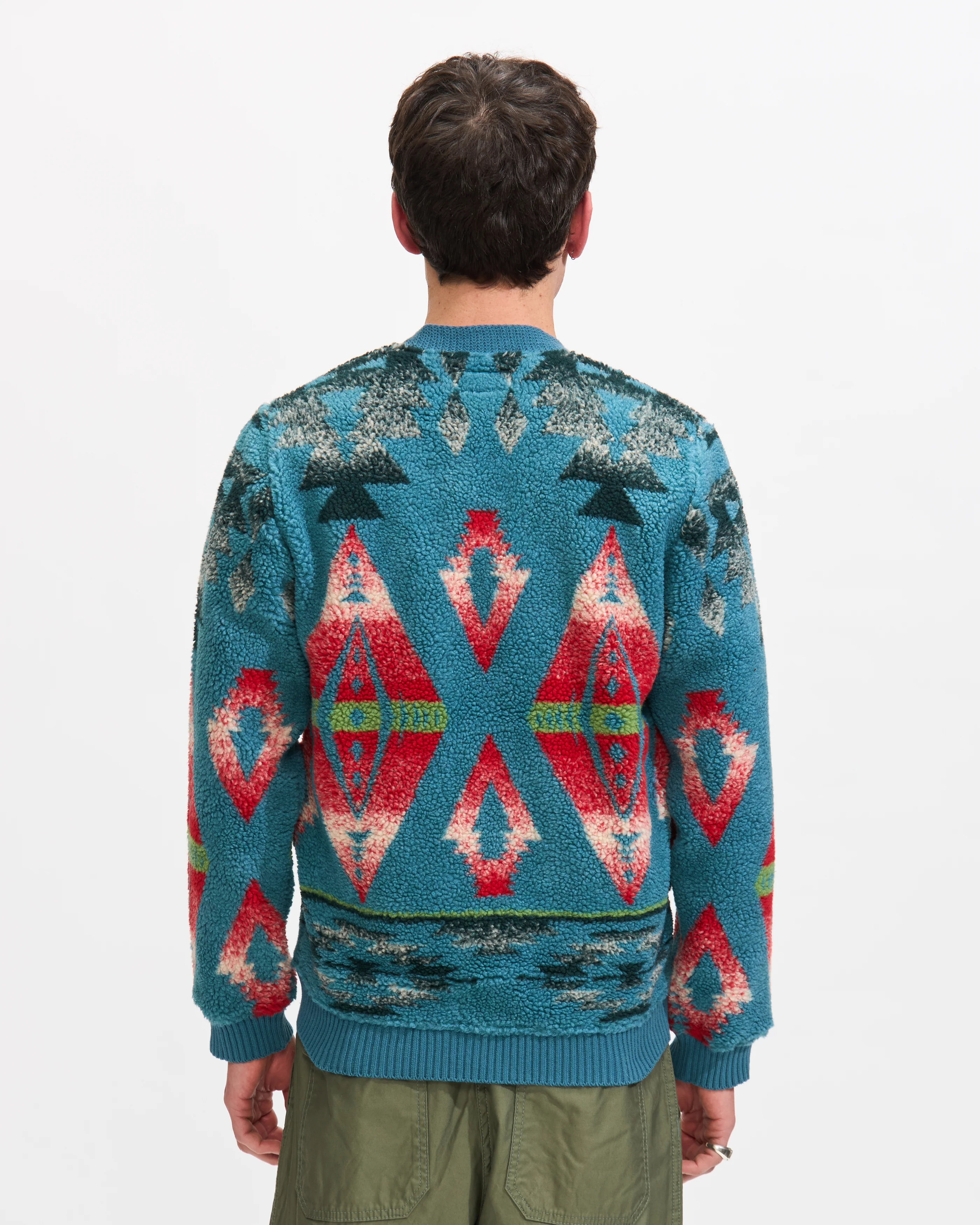Cardigan Boa Jacquard in Turquoise - Image 3