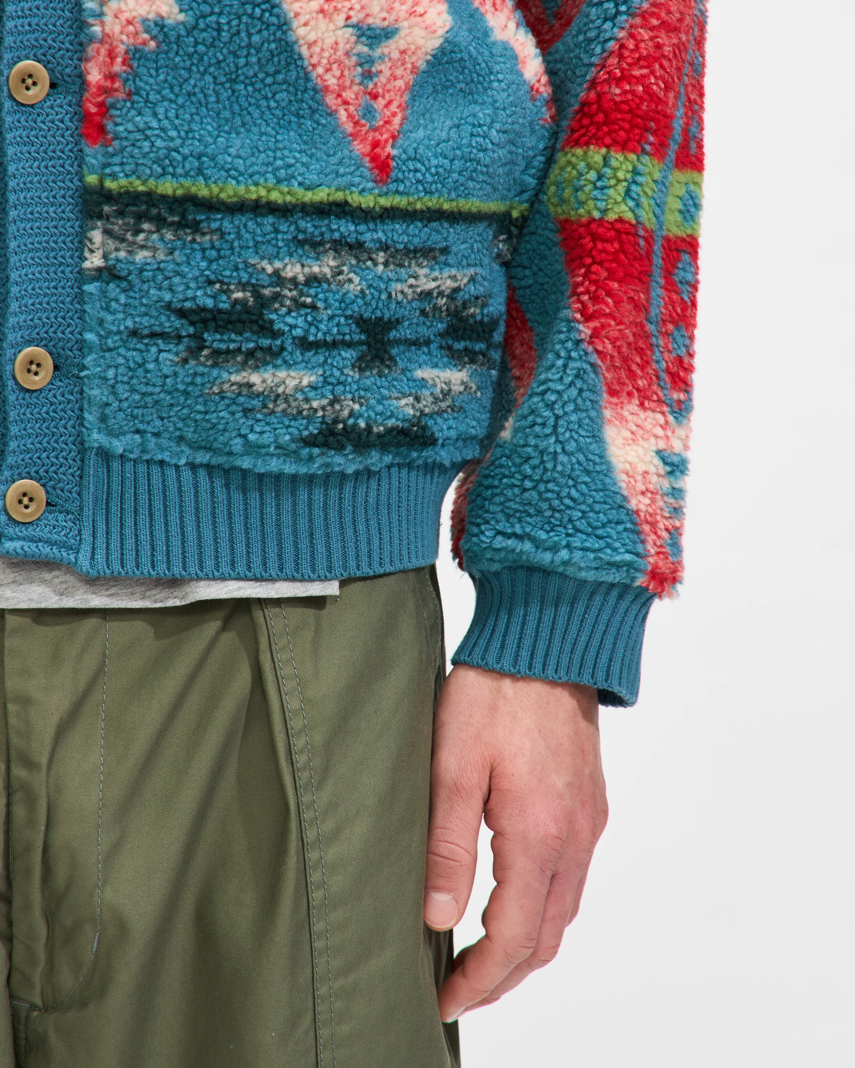 Cardigan Boa Jacquard in Turquoise - Image 5