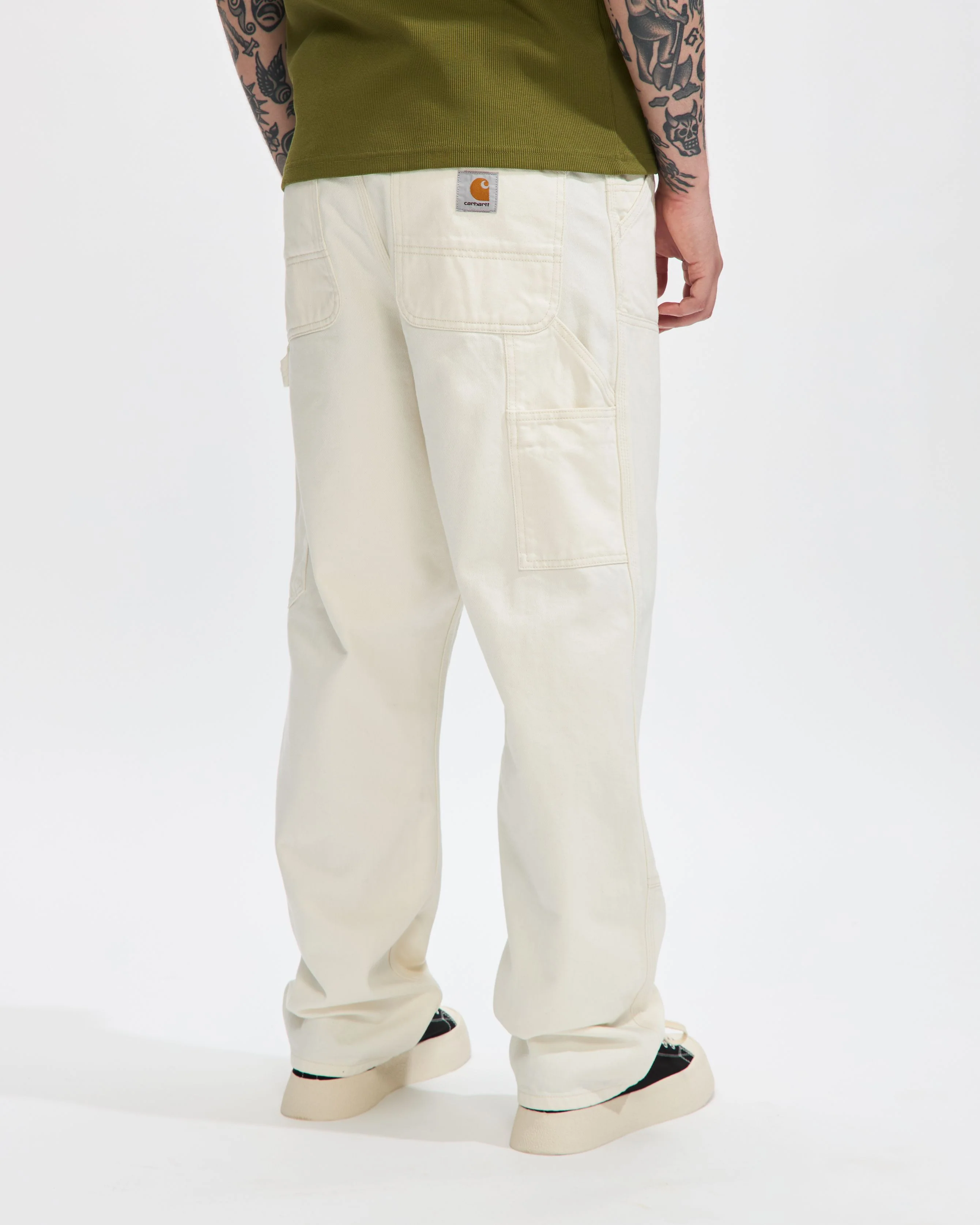 Double Knee Denim Pant in White - Image 3