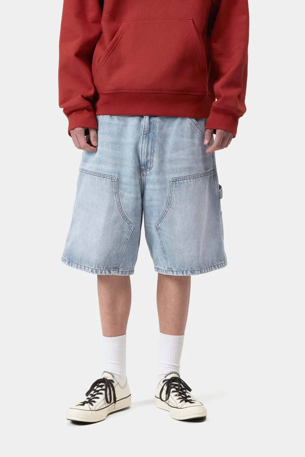 Double Knee Short Heavy Worn Bleached in Blue - Image 3