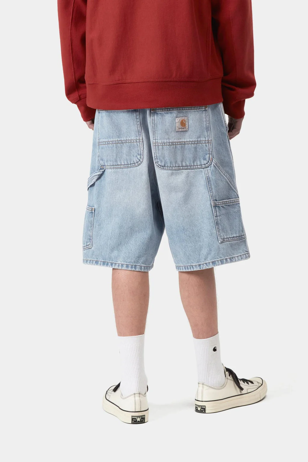 Double Knee Short Heavy Worn Bleached in Blue - Image 4