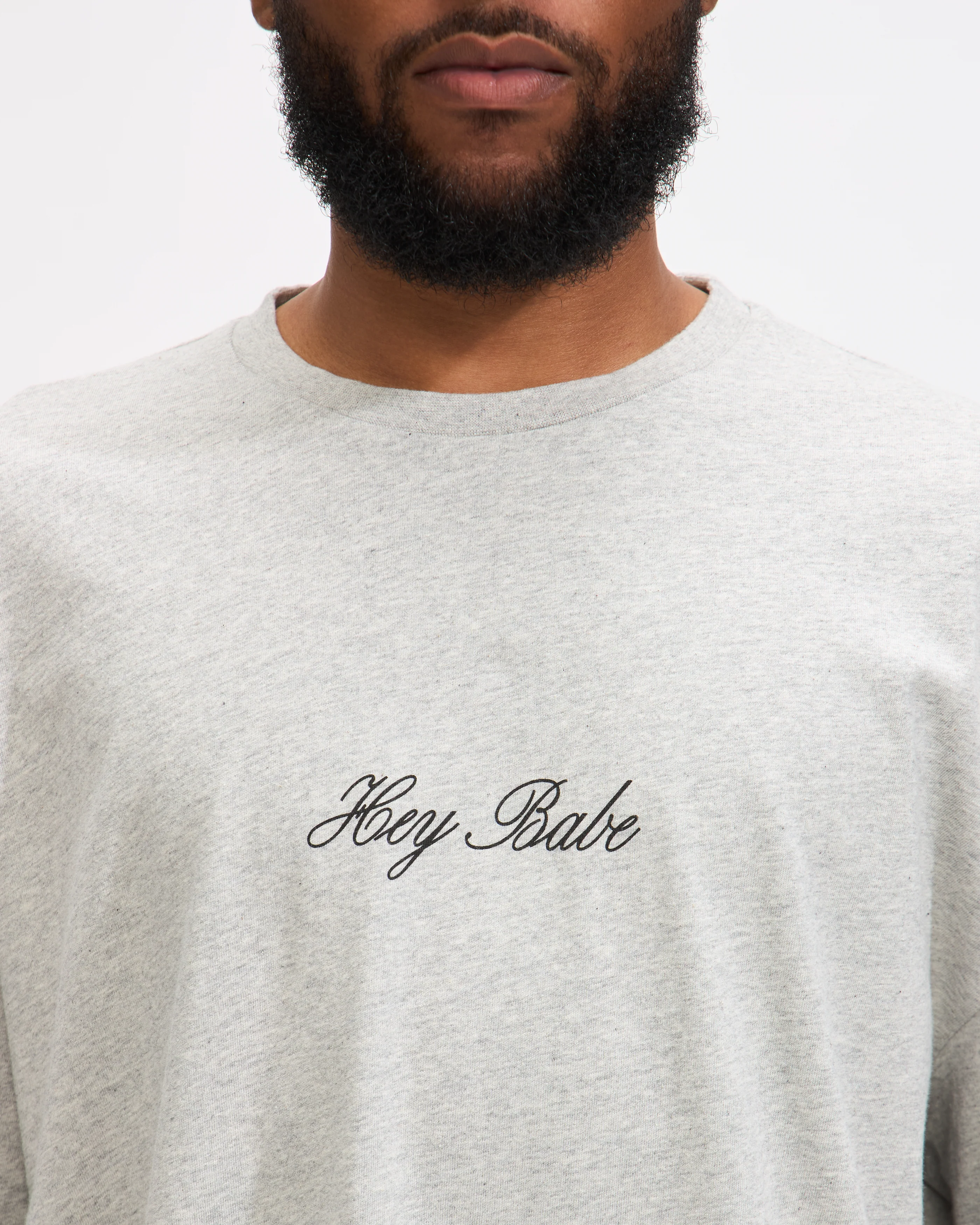 Hey Babe...  Longsleeve T-Shirt in Grey - Image 3