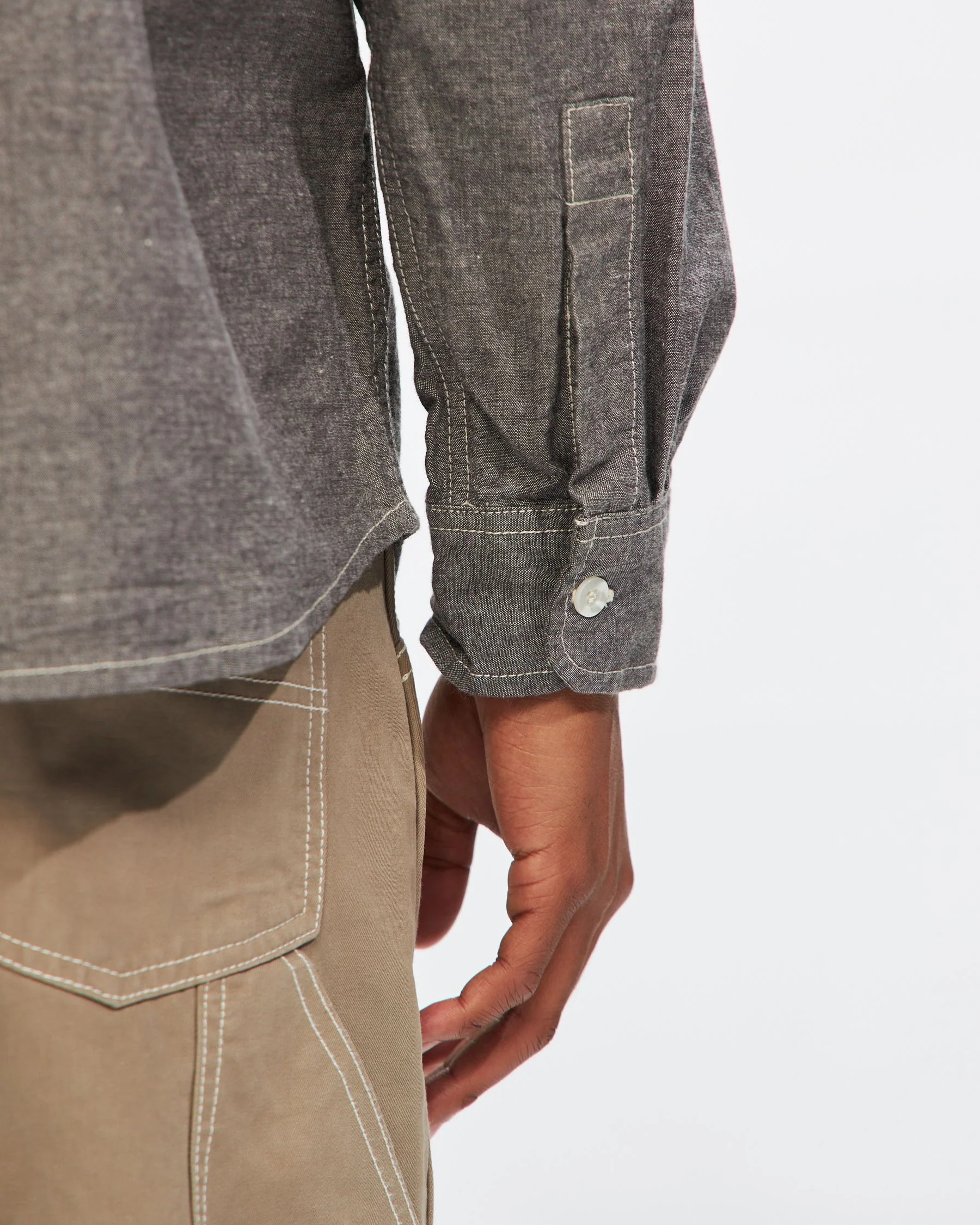 Chambray Shirt in Black - Image 4