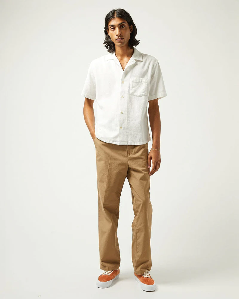 Hopsack Short Sleeve Shirt in White - Image 3