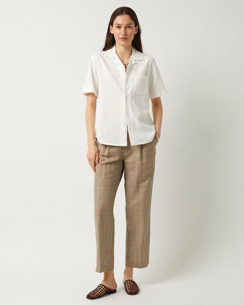 Hopsack Short Sleeve Shirt in White - Image 4