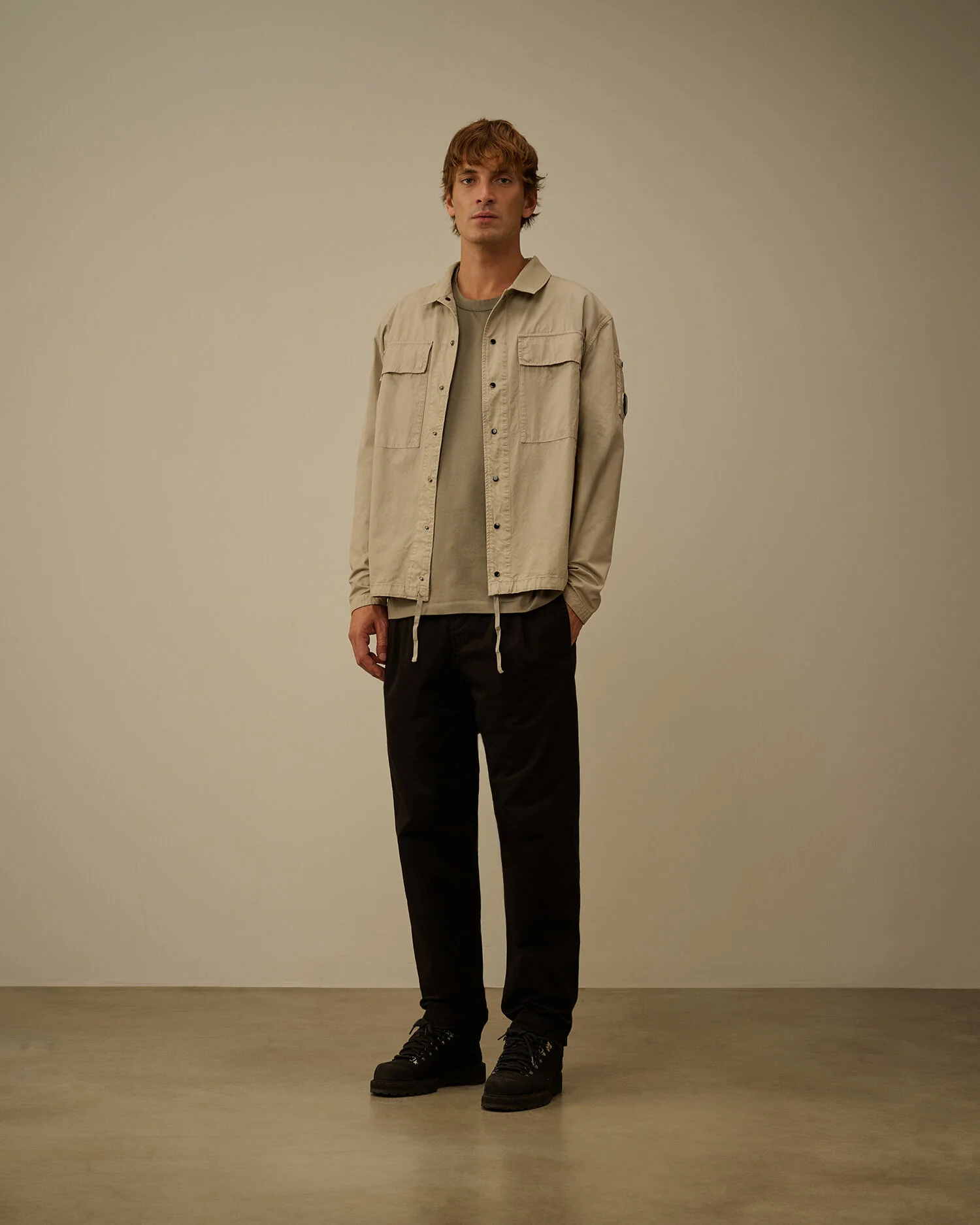 Microreps Peached Lens Button Overshirt in London Fog - Image 6