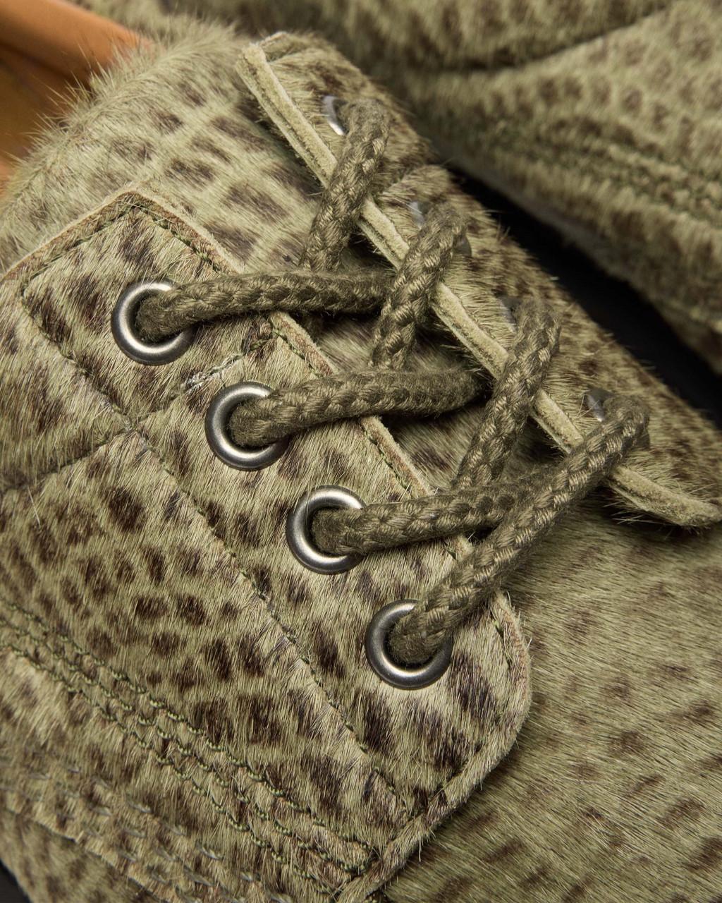 Lowell Moc Toe Shoes in Pebble Emboss Hair On Olive Green - Image 2