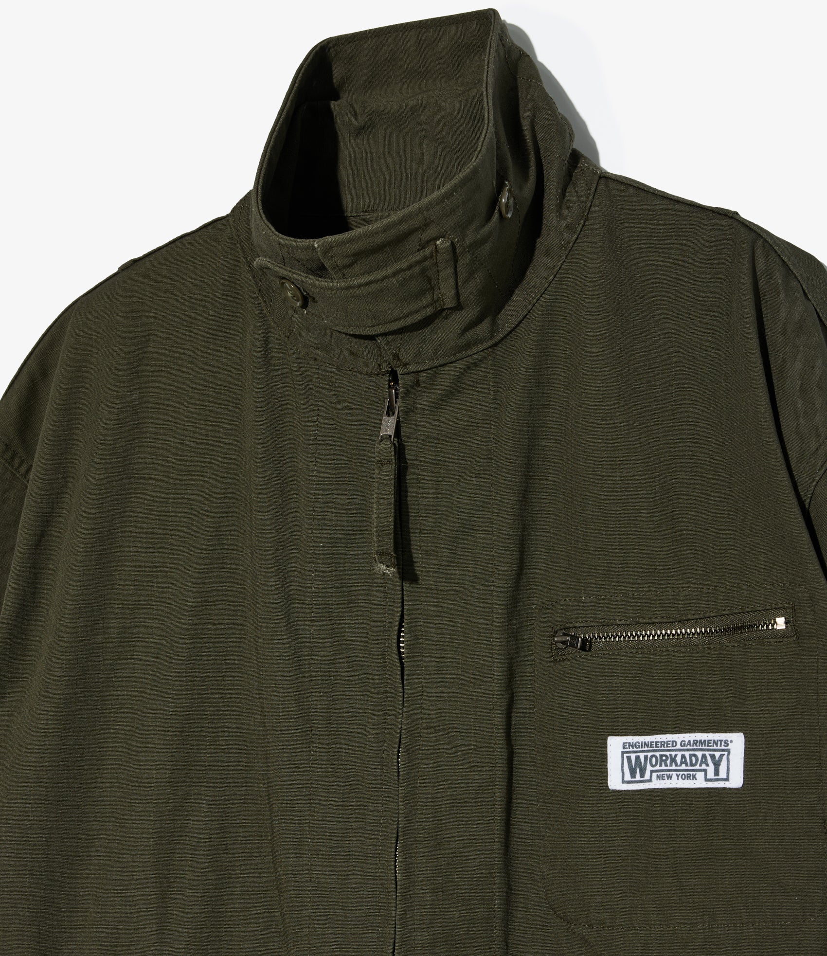 Short Jacket in Olive Heavyweight Cotton Ripstop - Image 3