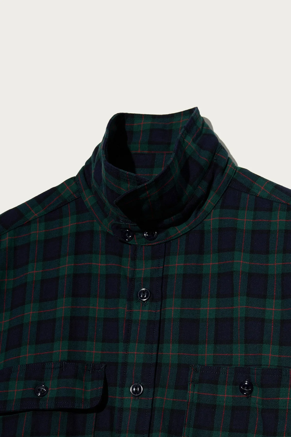 Utility Shirt in Hunter Green Cotton Twill Plaid - Image 3