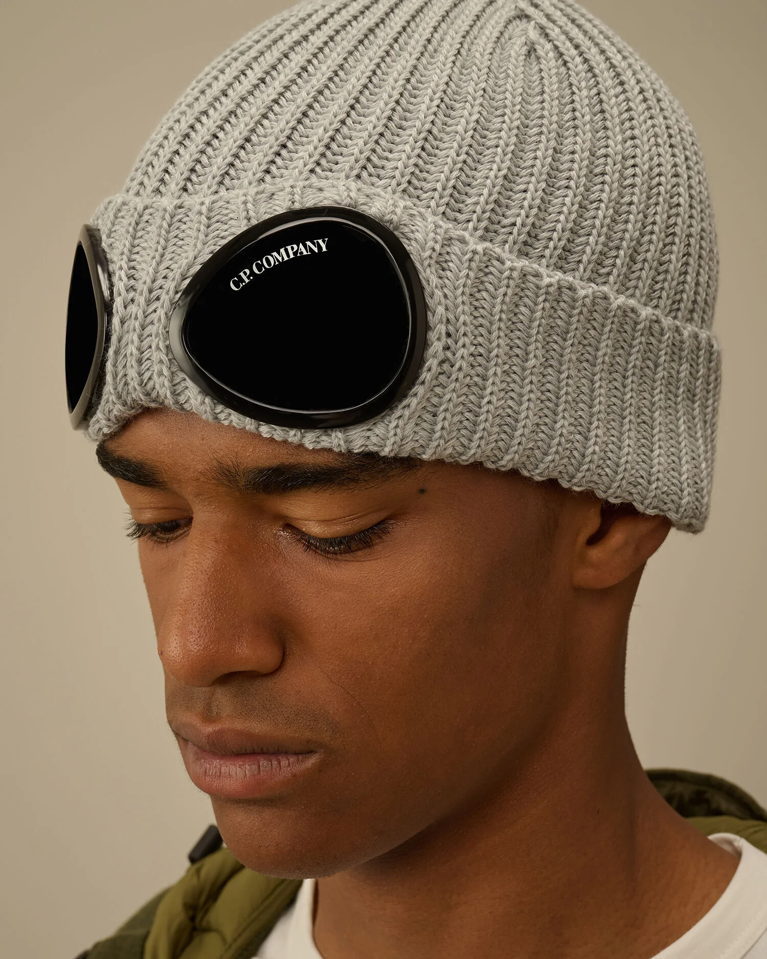 Extra Fine Merino Wool Goggle Beanie in Moon Melange - Image 4