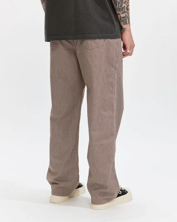 George Stripe Cotton Twill Pant in Dark Earth - Image 3