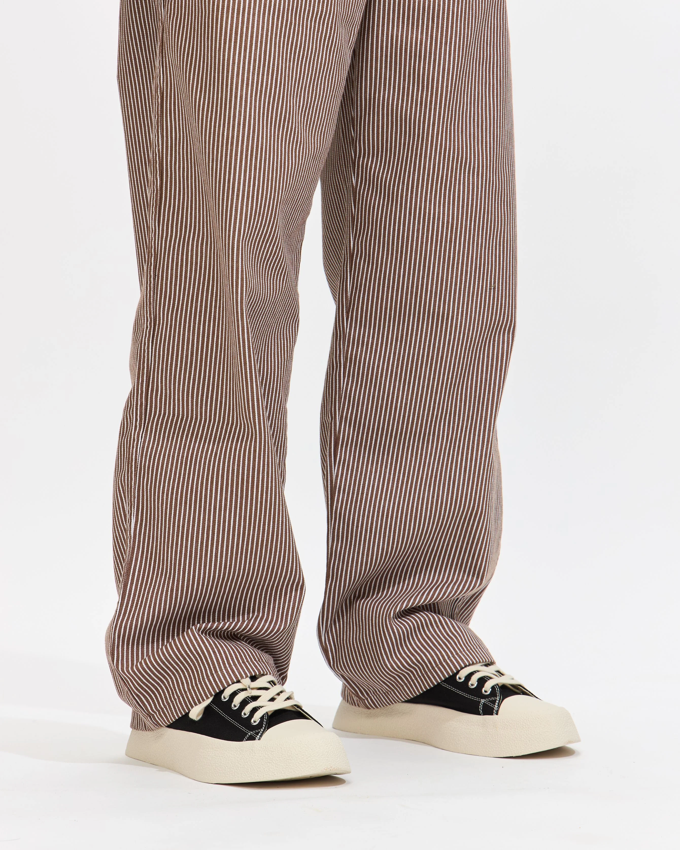 George Stripe Cotton Twill Pant in Dark Earth - Image 4