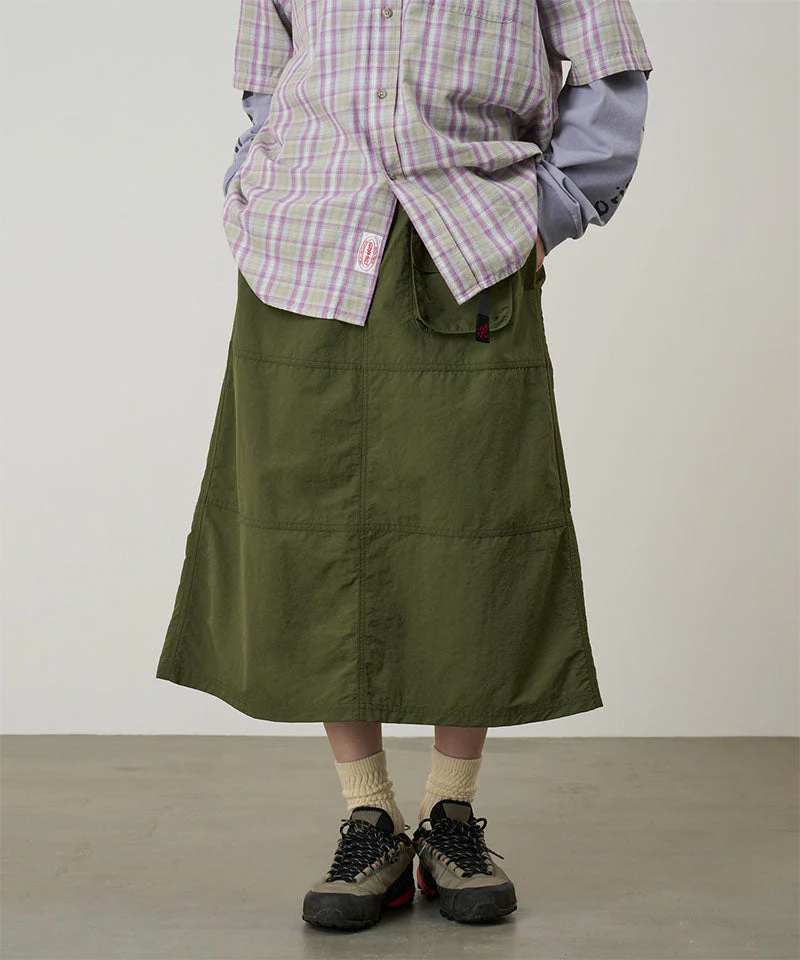 Nylon Utility Skirt in Olive - Image 3