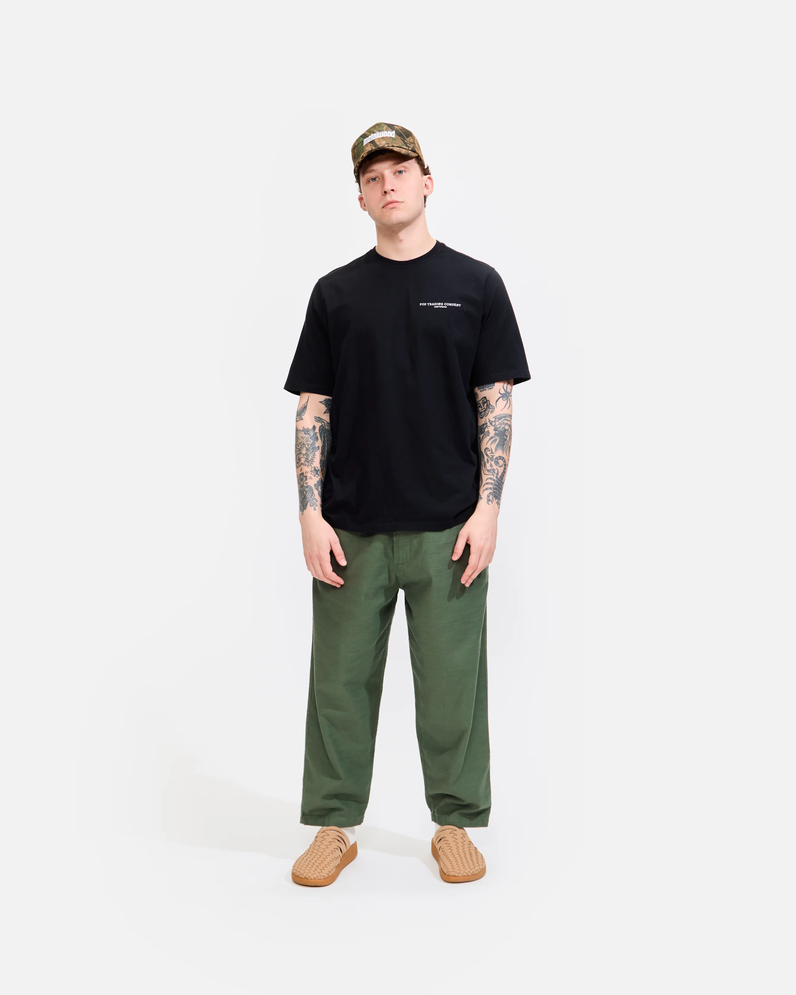 Hi Water Trouser in Olive Slub Sateen - Image 5