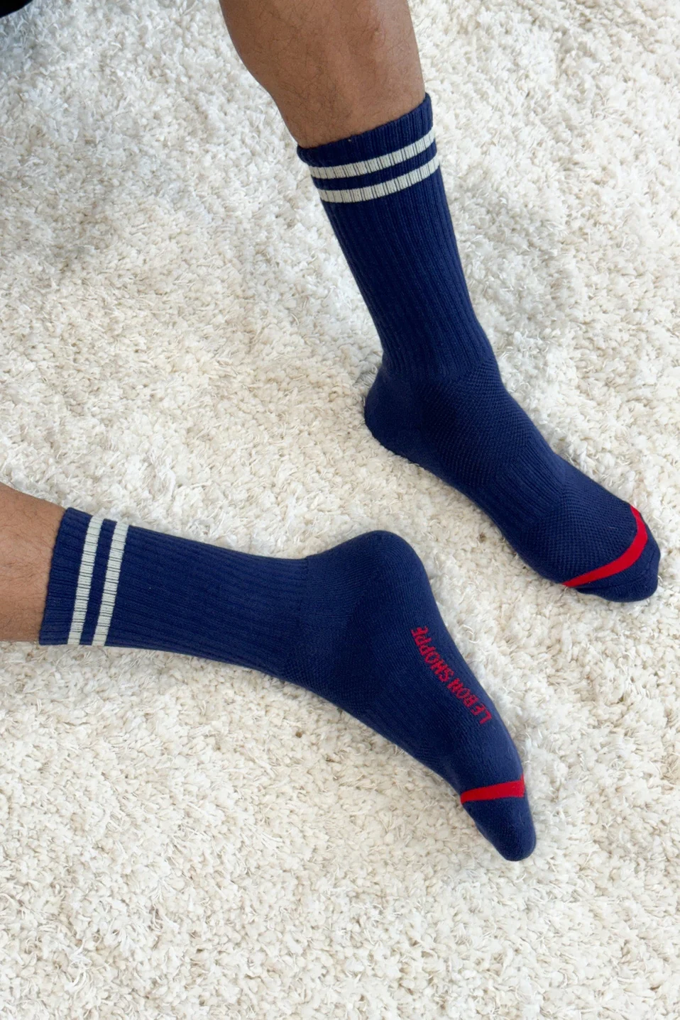 Extended Boyfriend Socks in Navy - Image 2