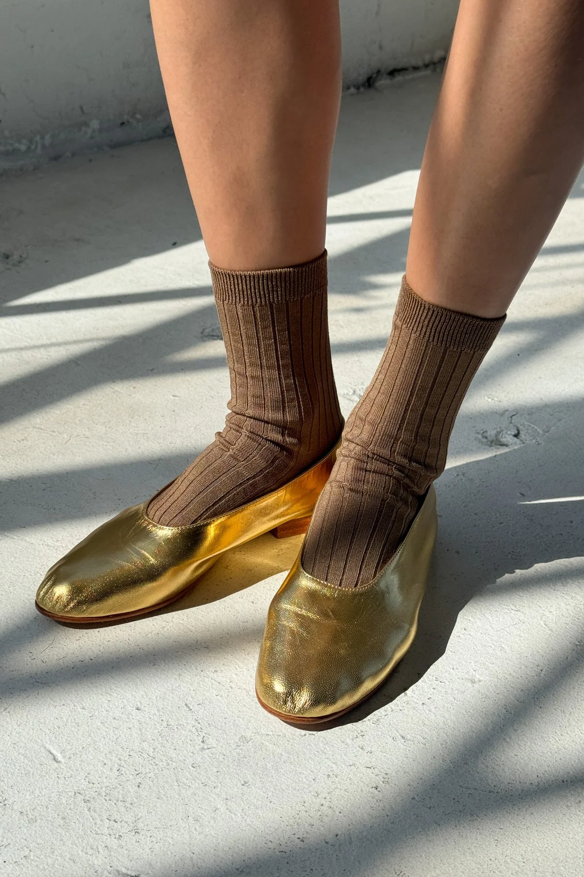 Her Socks in Dark Tan - Image 3