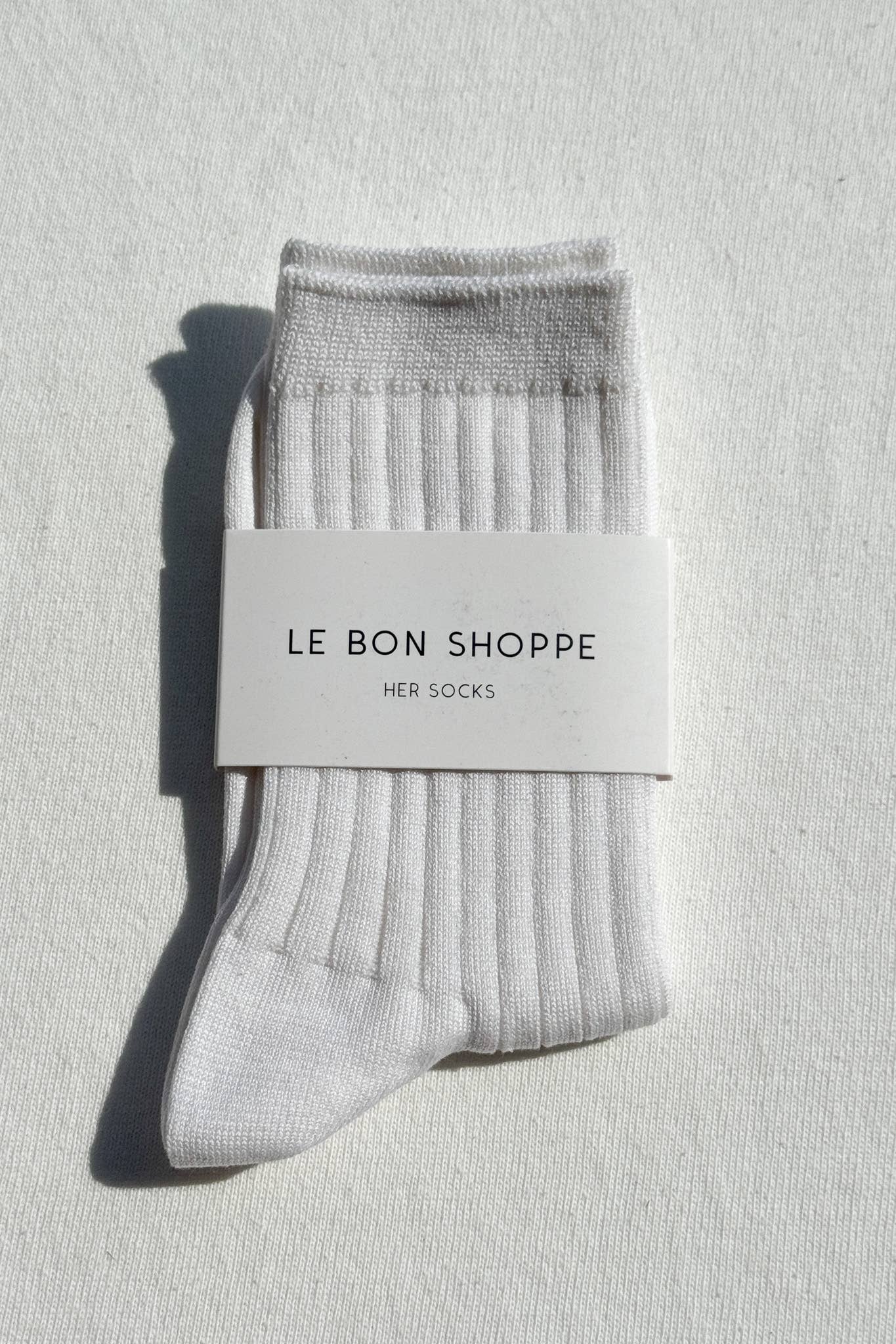 Her Socks - Mercerized Combed Cotton Rib in Classic White - Image 3