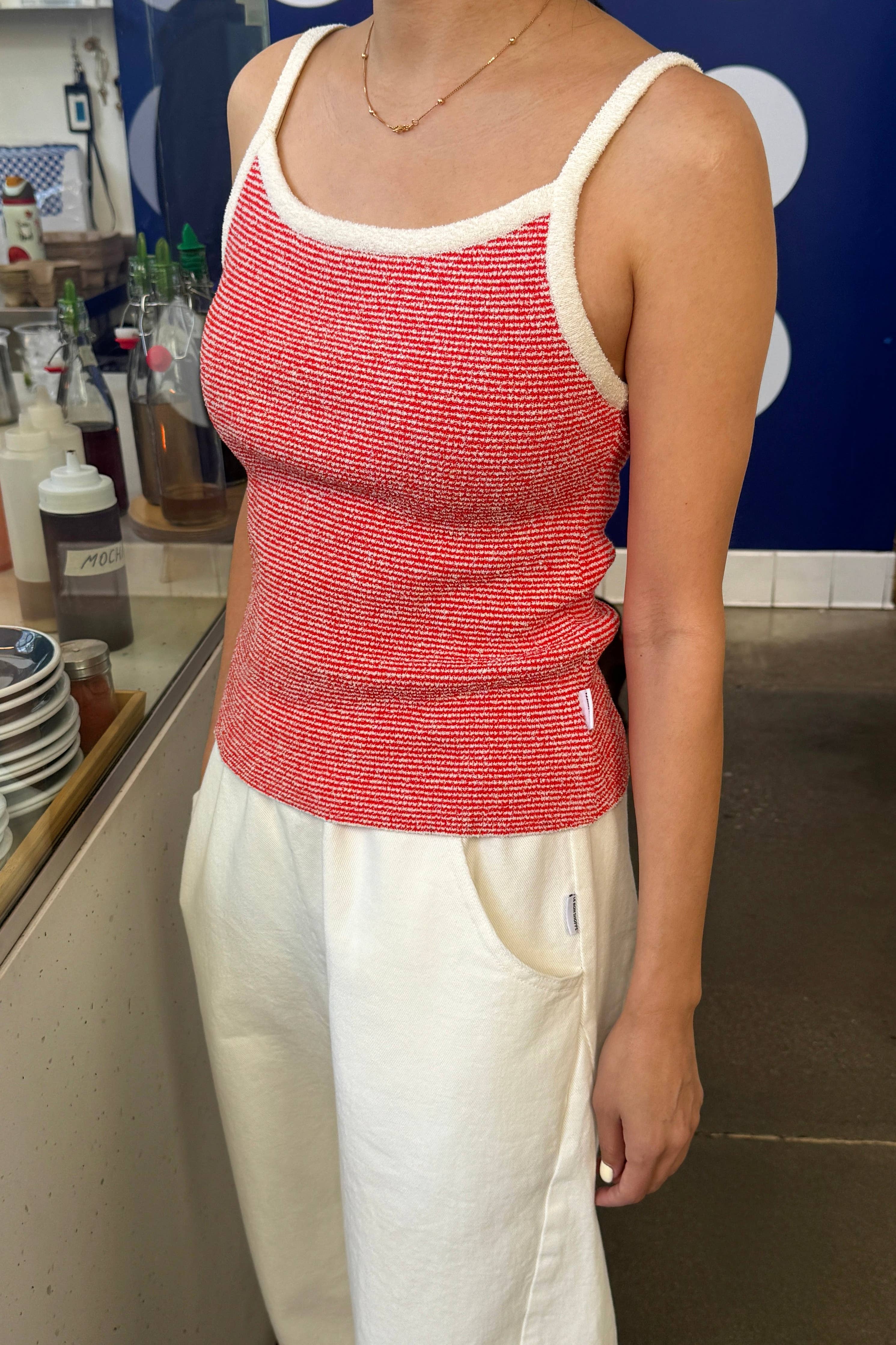 Lily Sweater Cami in Red Stripe - Image 2