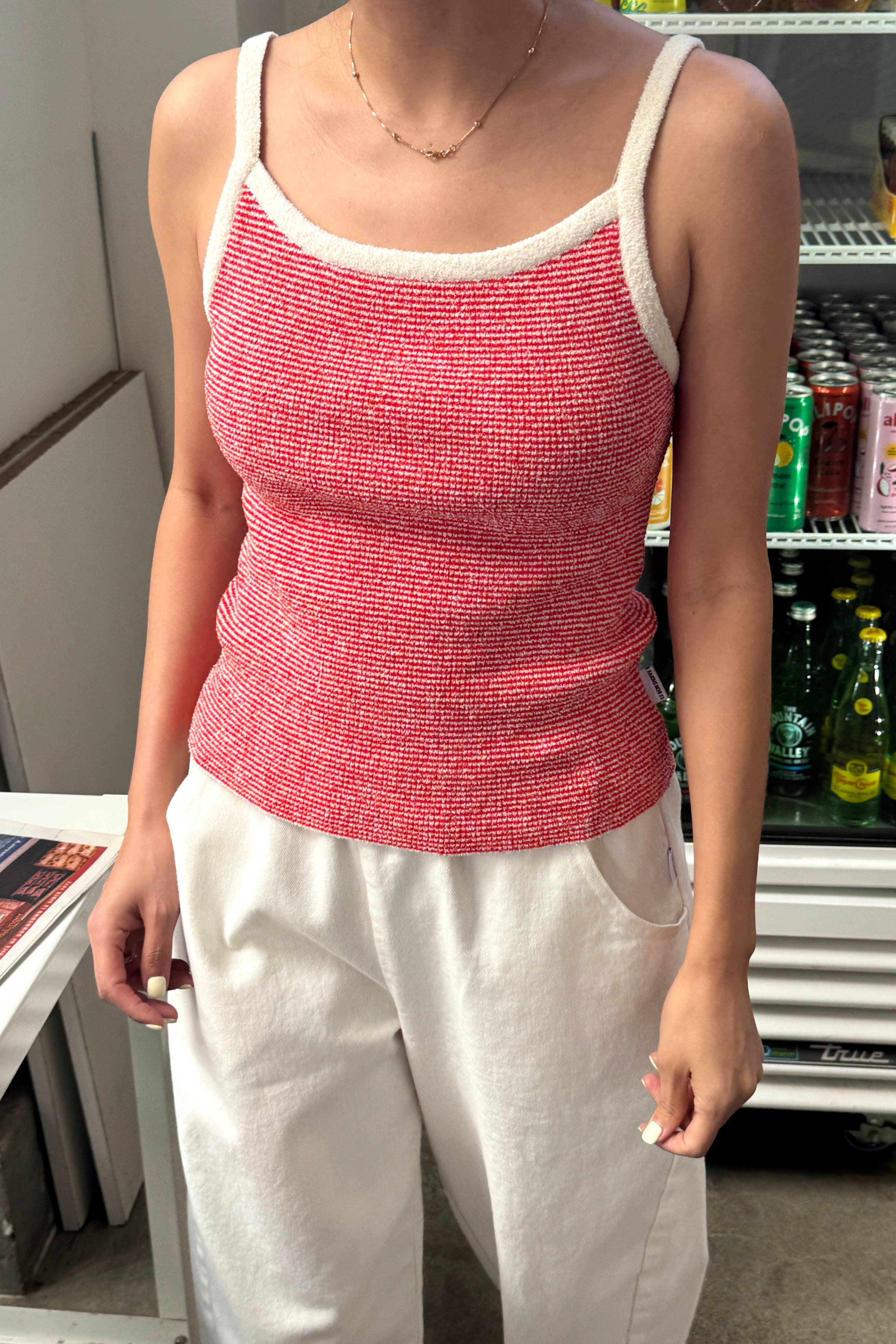 Lily Sweater Cami in Red Stripe - Image 3