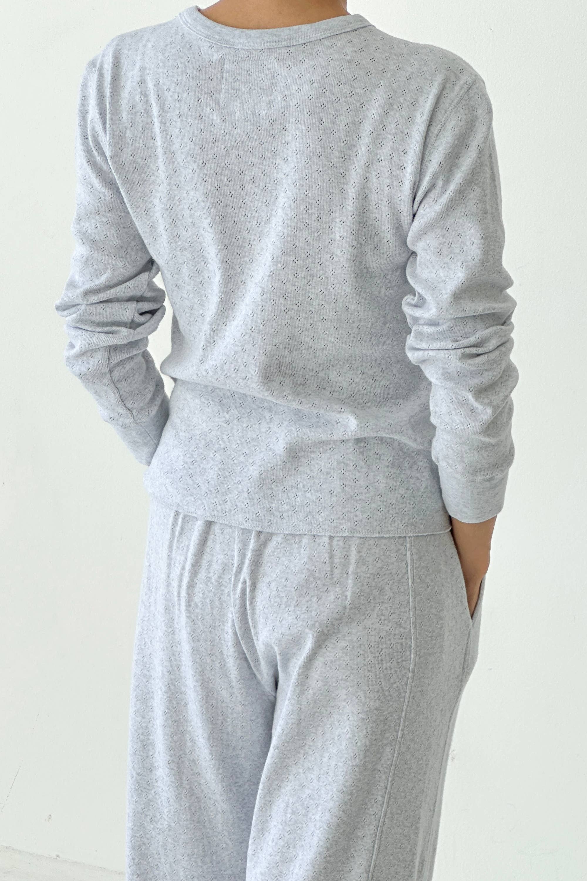 Pointelle Fundamental Tee in Icy Grey - Image 3
