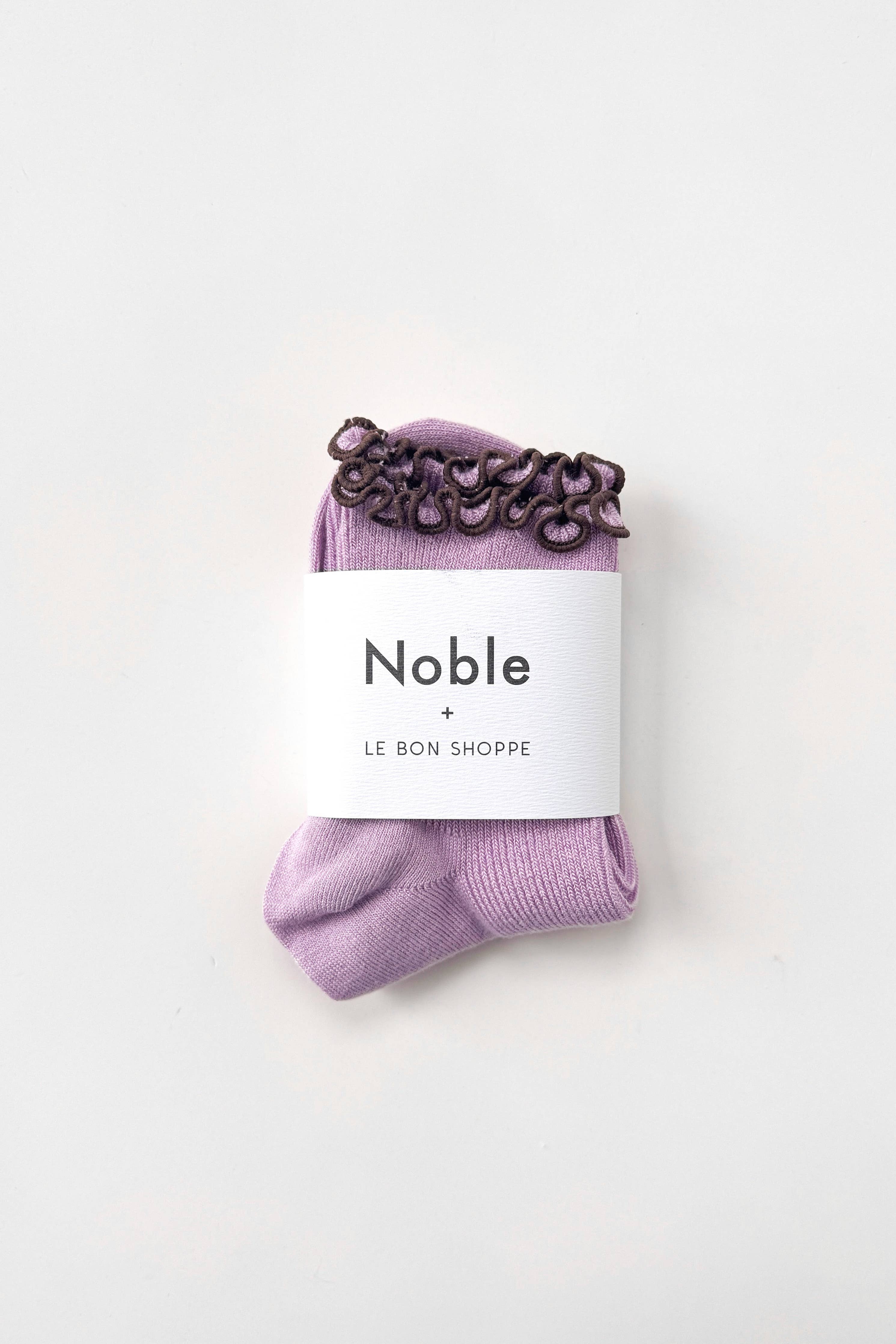 The Petite Ruffled Modal Socks Lilac / Brown - Image 5