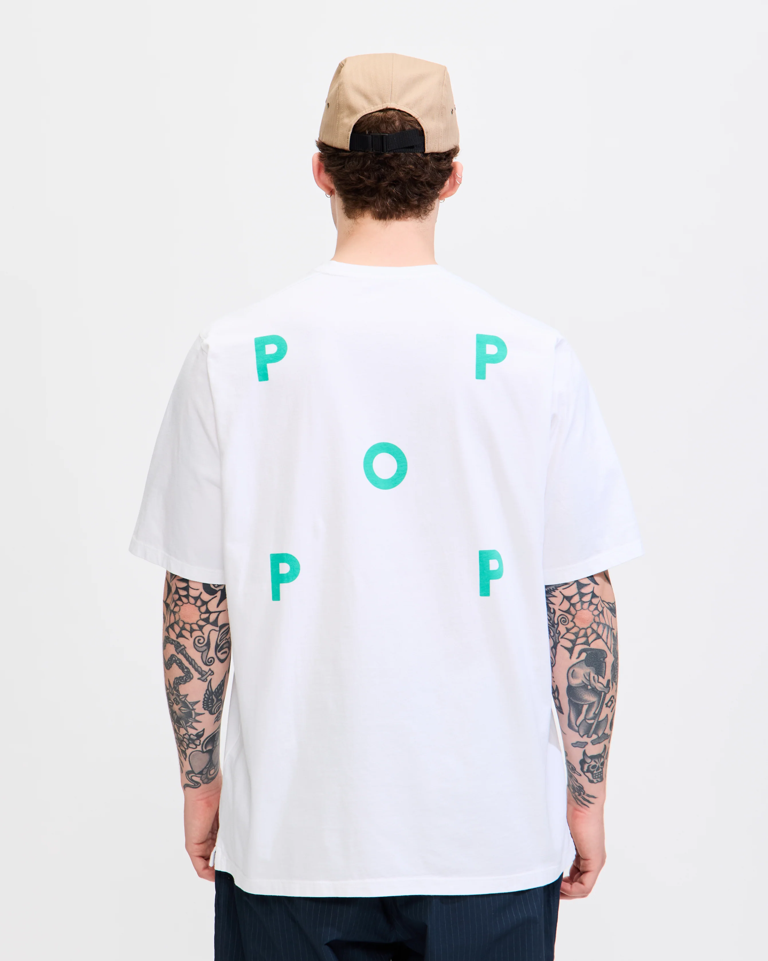 Logo T-Shirt in White/Peacock Green - Image 3