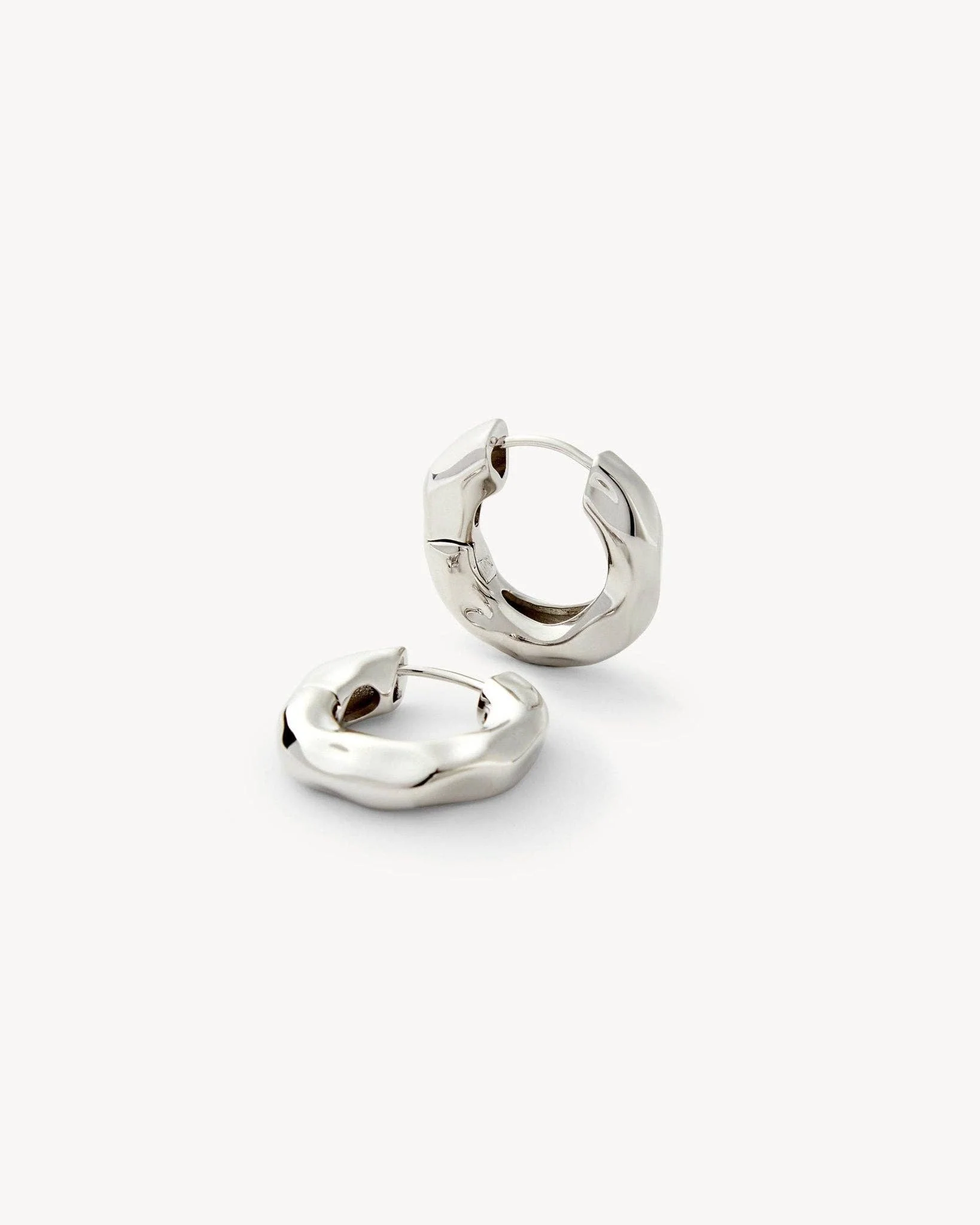 Wavy Chunky Hoops in Silver - Image 3