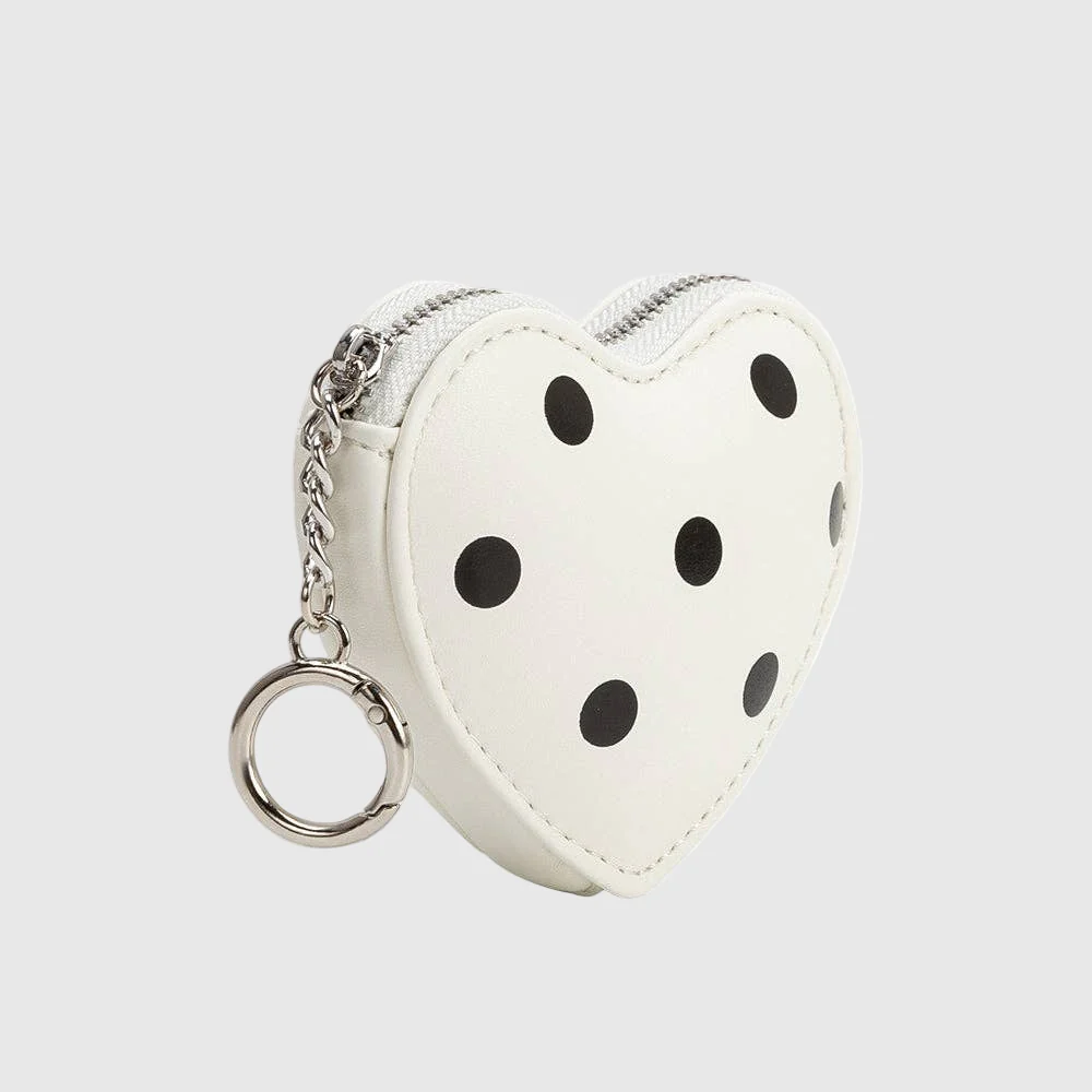 Puffy Heart Polka Dot Coin Purse Charm in White - Image 2