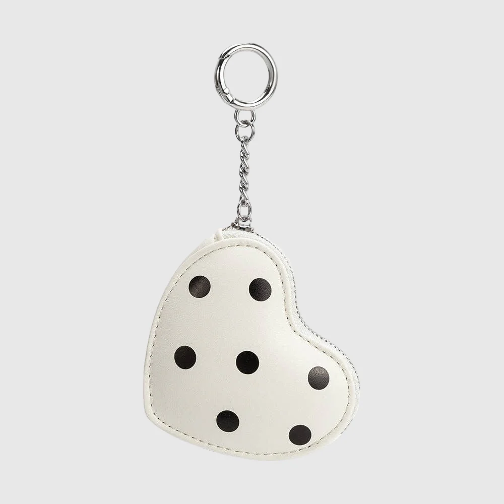 Puffy Heart Polka Dot Coin Purse Charm in White - Image 3