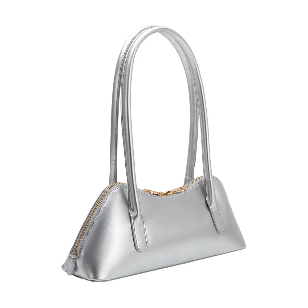 Dakota Silver Recycled Vegan Leather Shoulder Bag - Image 3