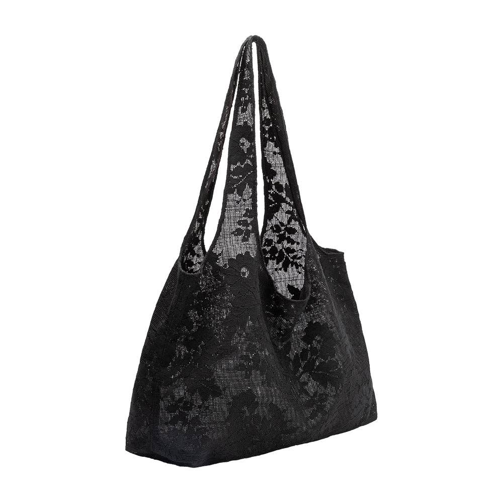 Lace Market Black Vegan Cotton Bag - Image 2