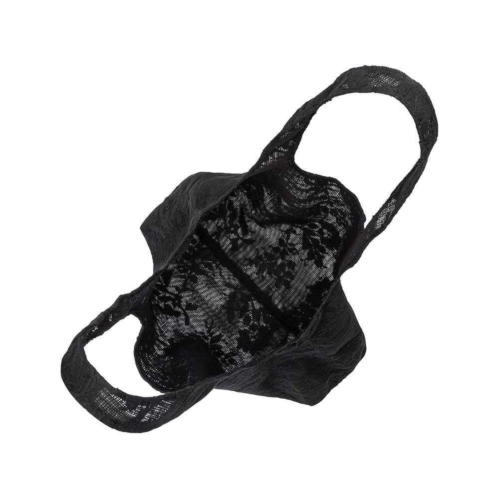 Lace Market Black Vegan Cotton Bag - Image 3