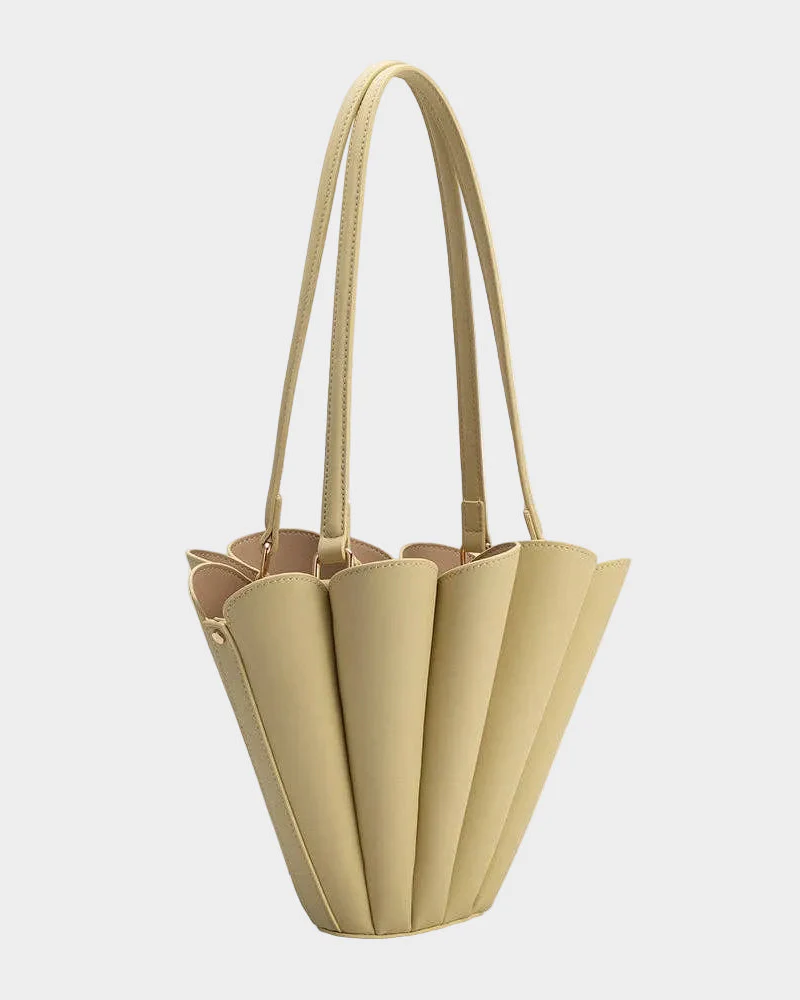 Shellie Yellow Recycled Vegan Leather Shoulder Bag - Image 2