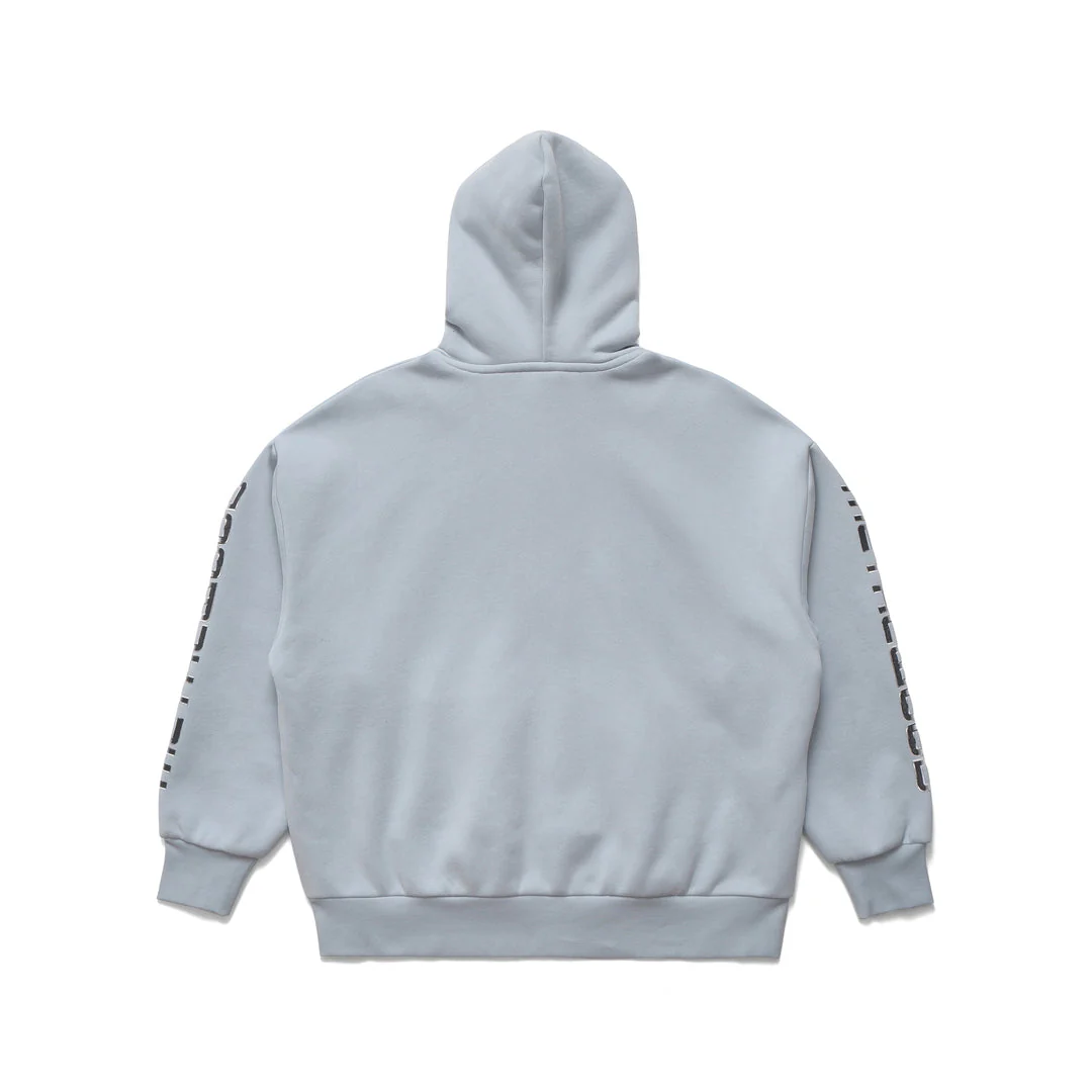 Moto Zip Hooded Sweatshirt in Dusty Blue - Image 3