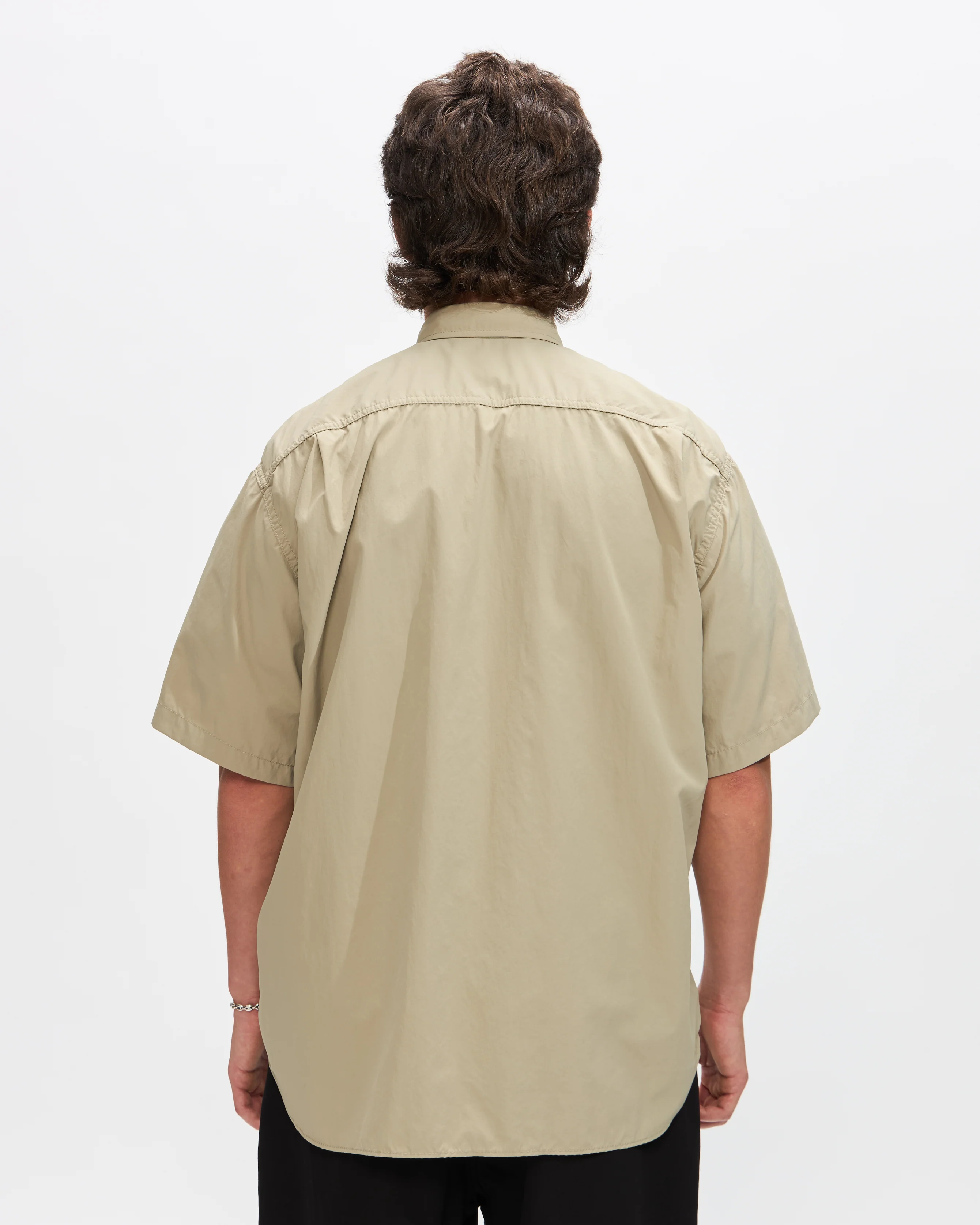 Nylon Short Sleeve Shirt in Beige - Image 3