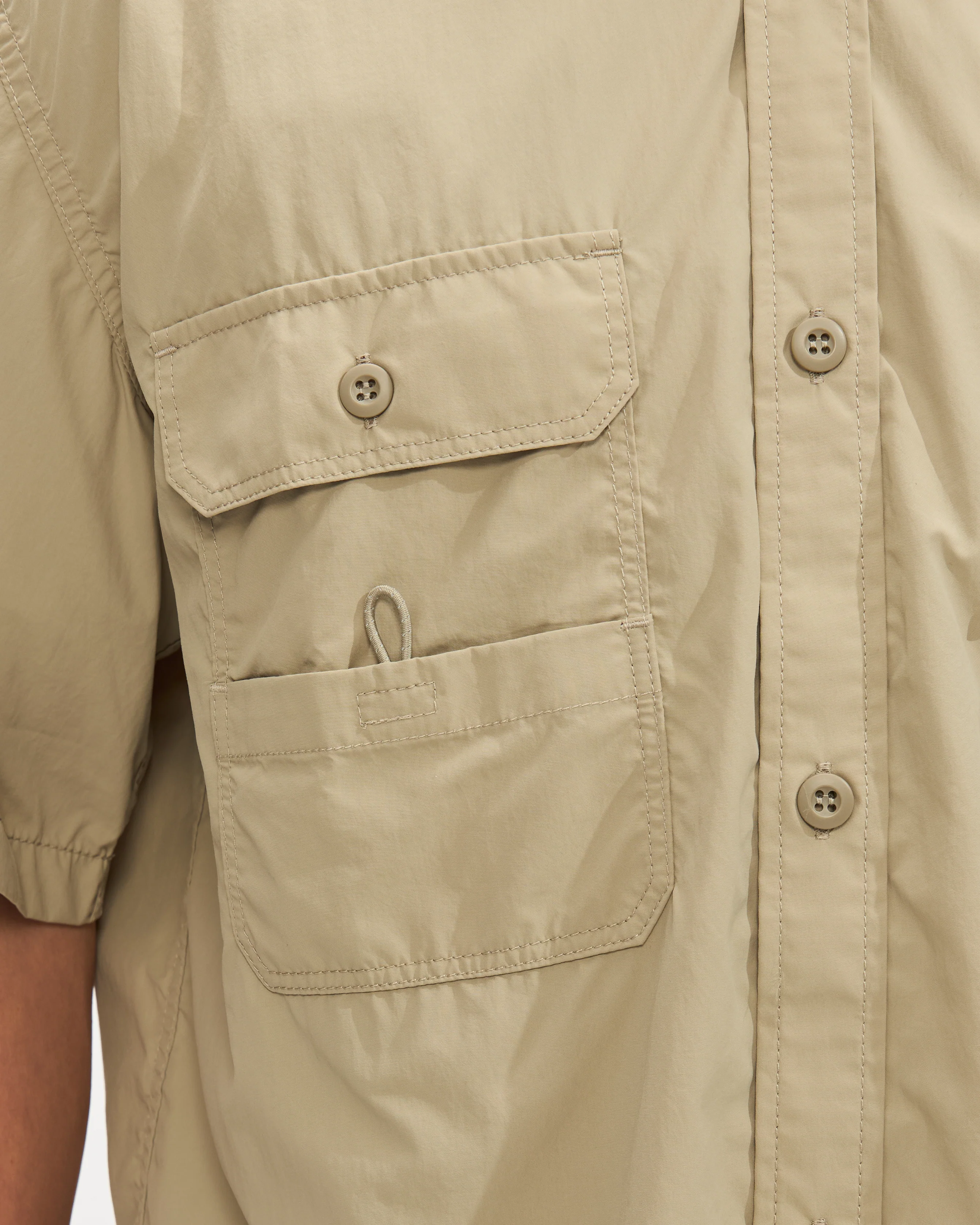 Nylon Short Sleeve Shirt in Beige - Image 4