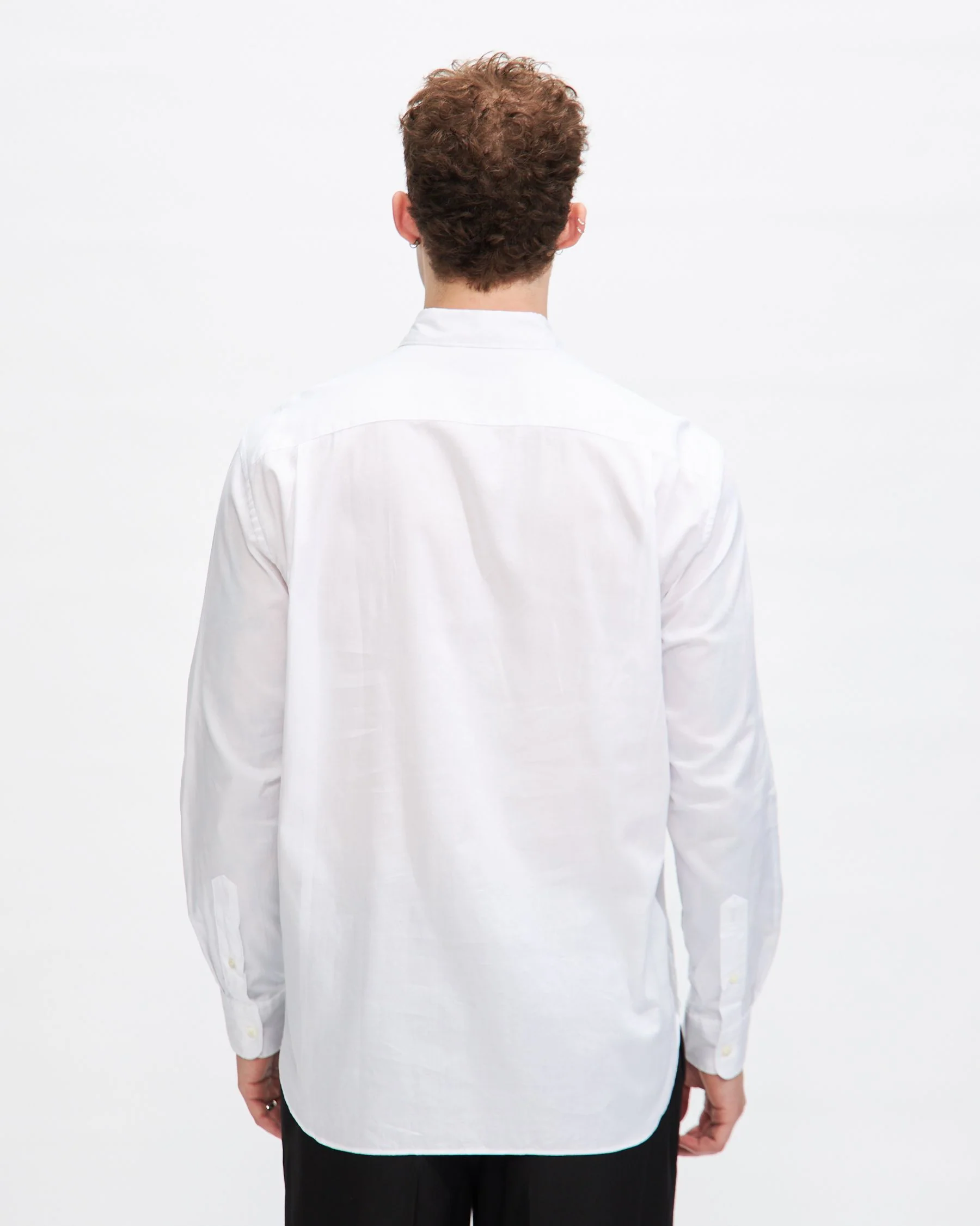 Panelled Fabric Shirt in White - Image 4