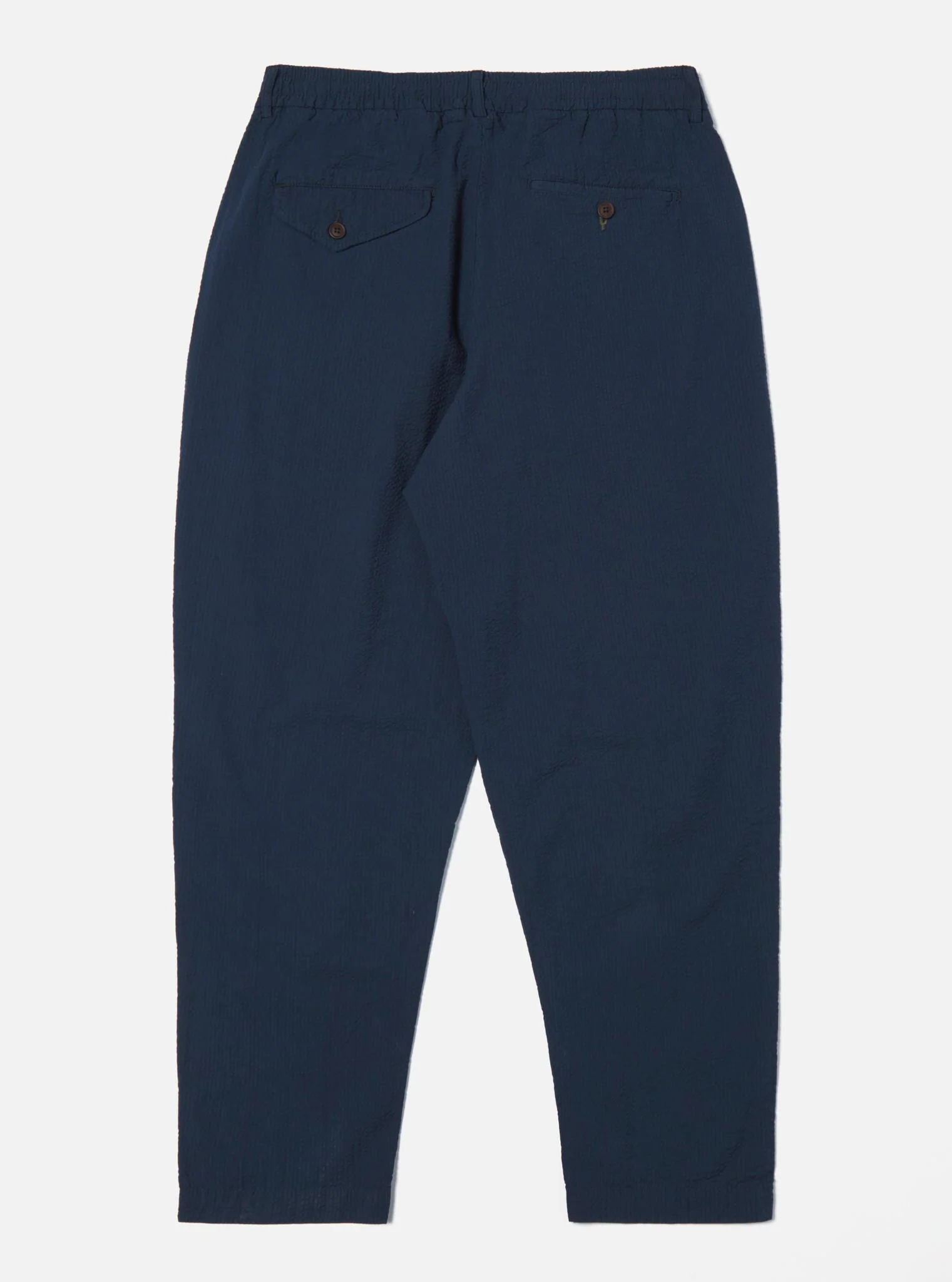 Pleated Track Pant in Navy Cotton Seersucker - Image 6