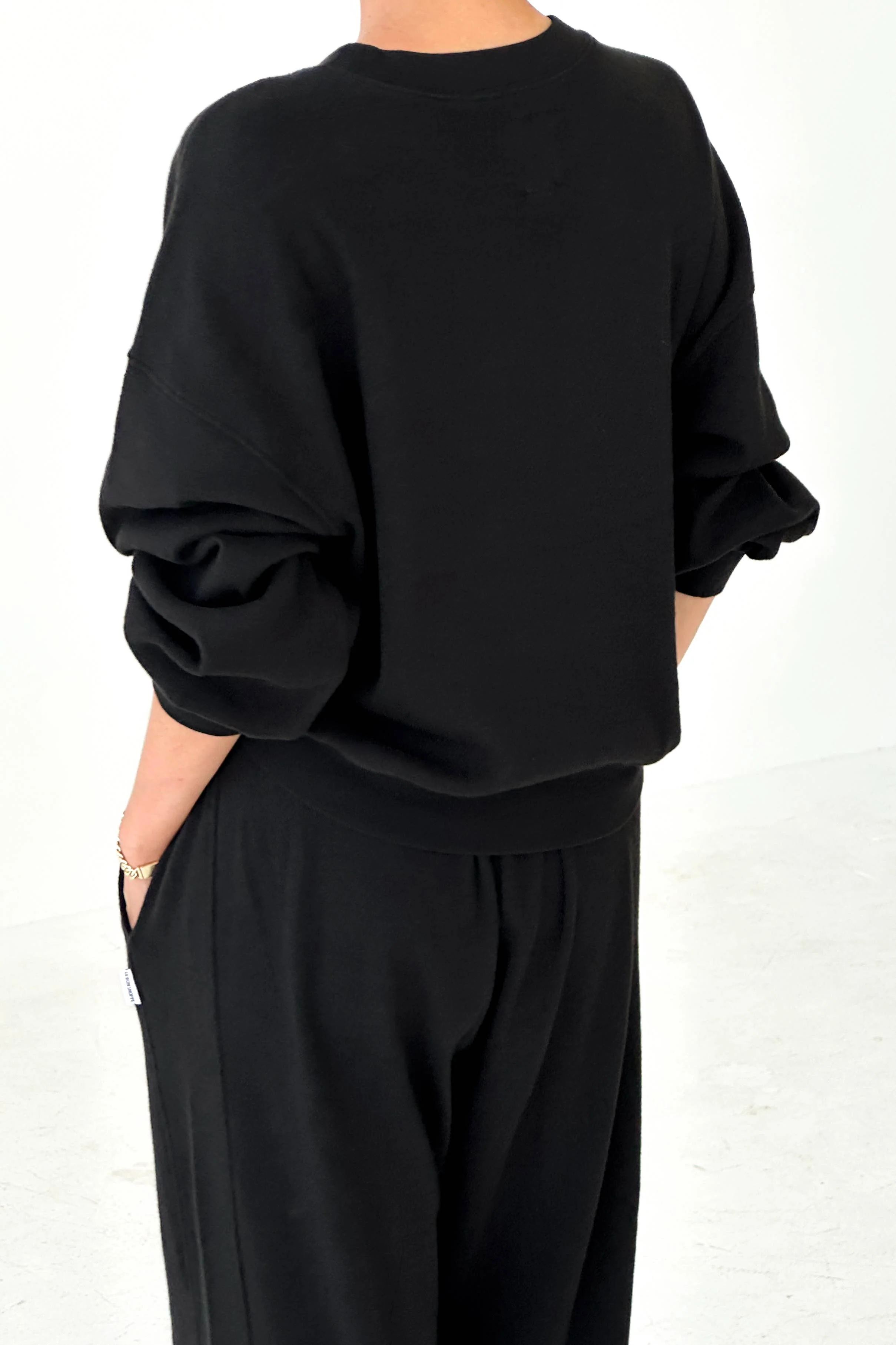 Pointelle Core Sweatshirt in Black - Image 3