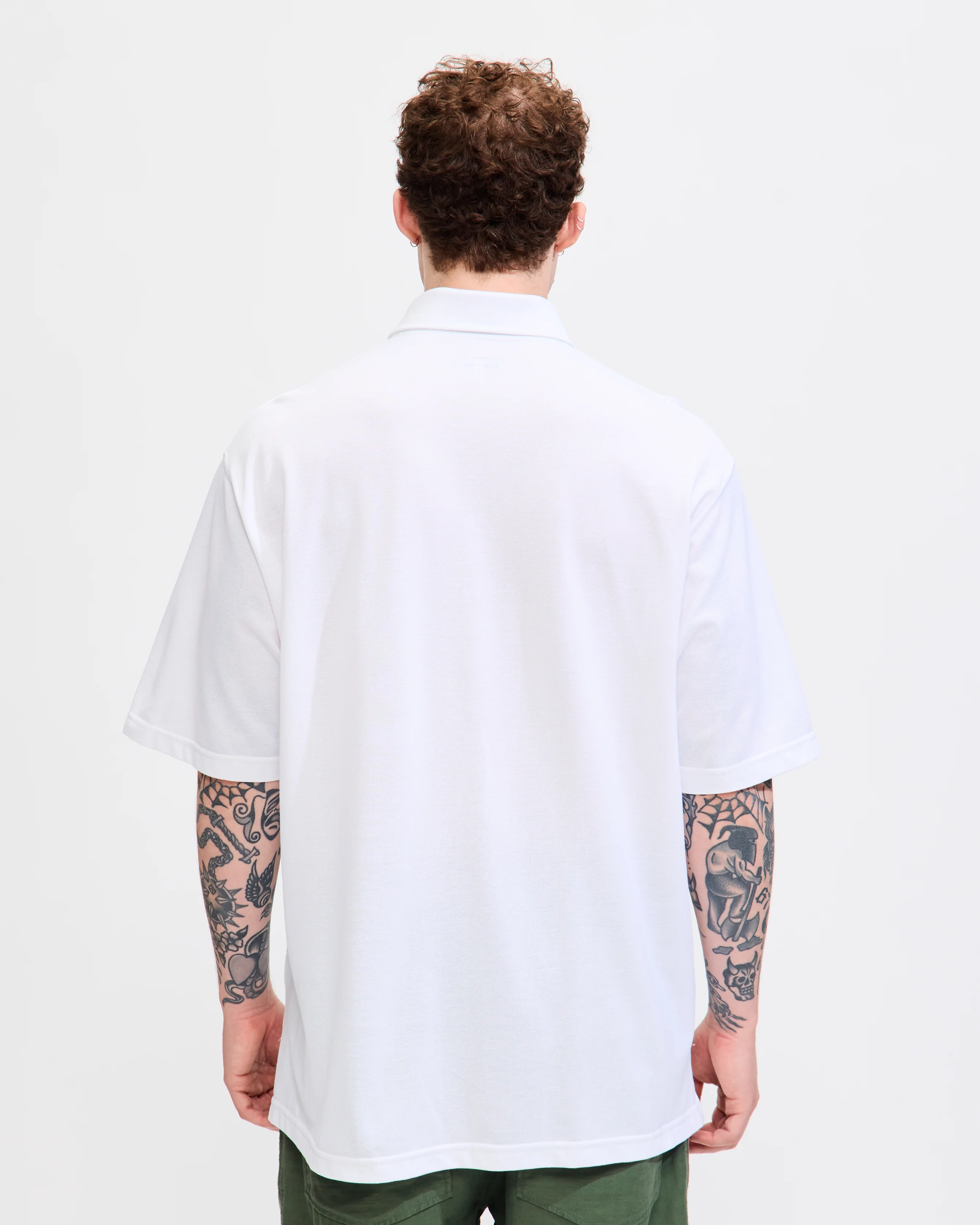 Polo Shirt in White Cotton Pique - Image 4