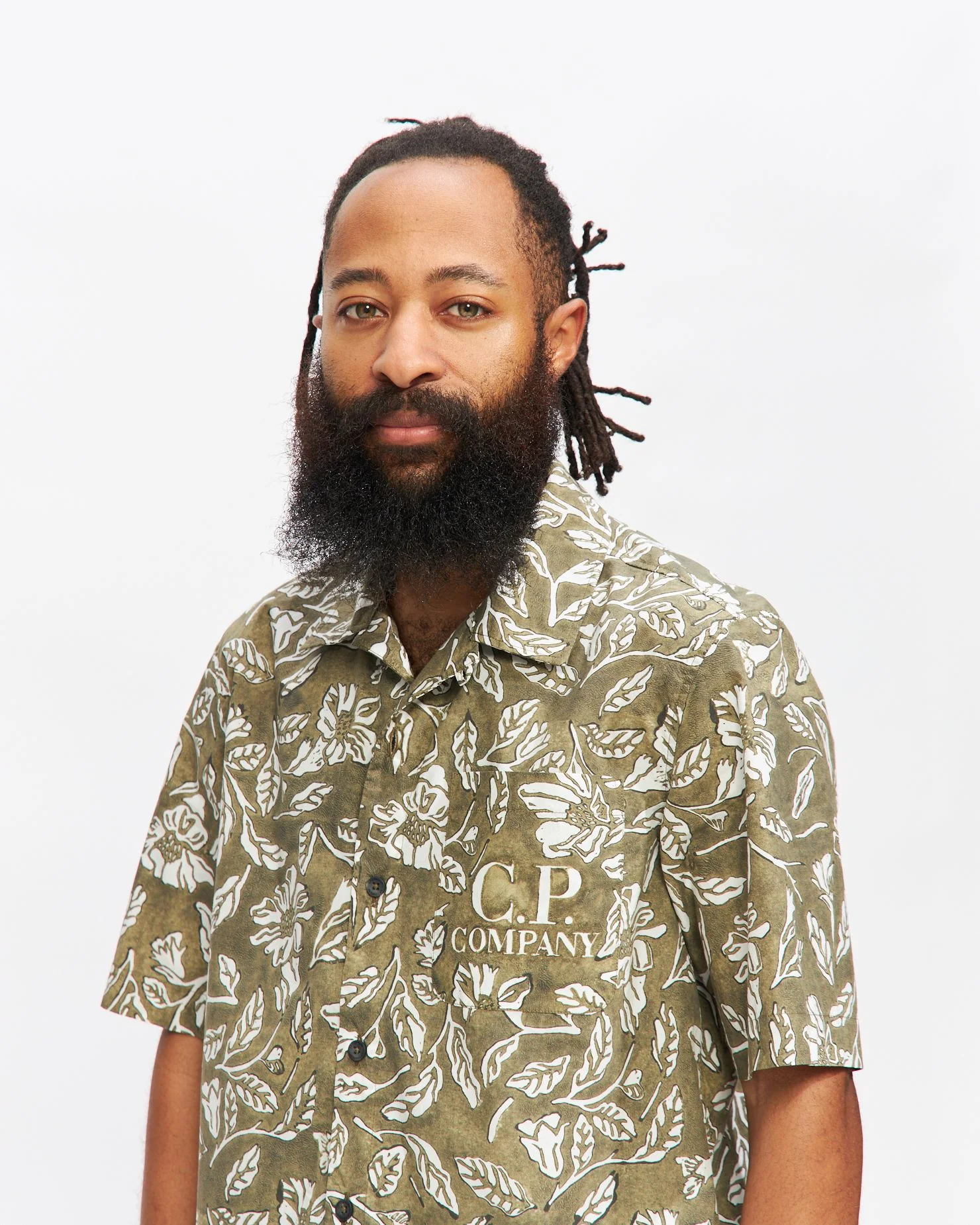 Printed Poplin Short Sleeved Shirt in Lead Grey - Image 3