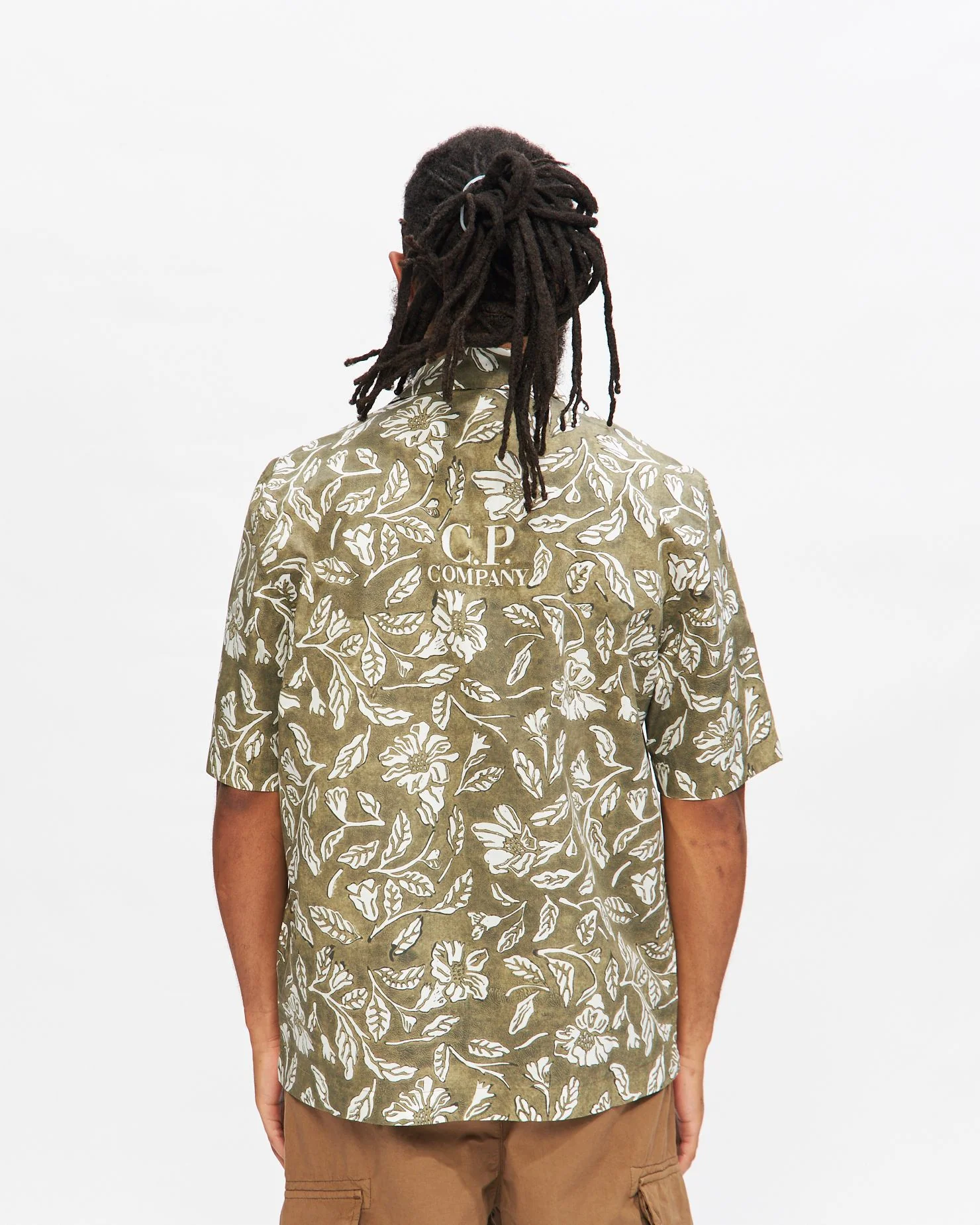 Printed Poplin Short Sleeved Shirt in Lead Grey - Image 4